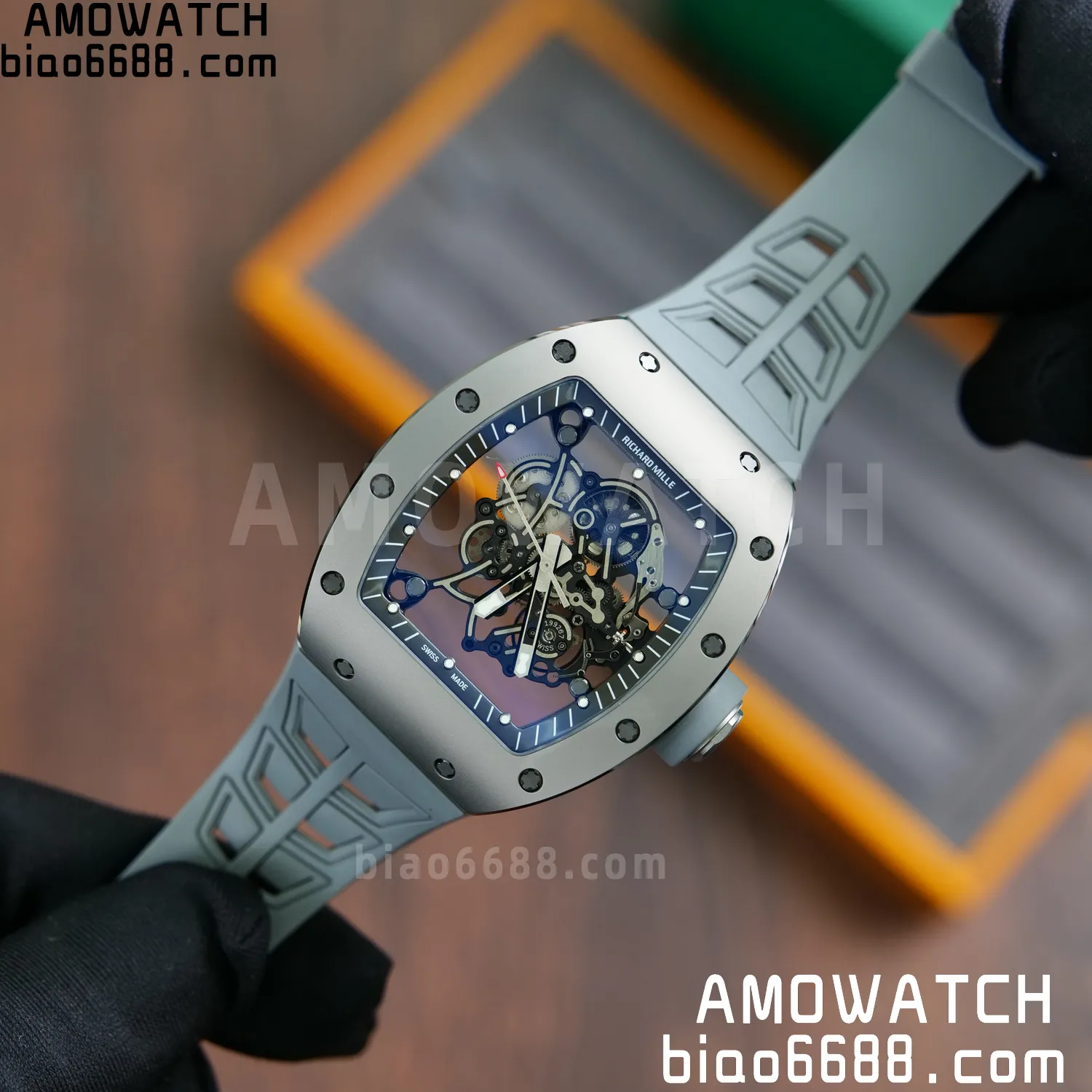 RICHARD MILLE RM055 Gray Ceramic UMI 1:1 Best Edition on Shark Rubber Strap RMUL2 Free Sprung 82 35b3674c6288505 AMO Watch