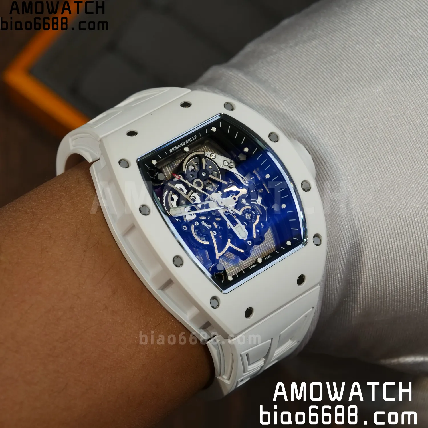 Richard Mille RM055 White Ceramic ZF 1:1 Best Edition Shark Fin Rubber Strap RMUL2 Super Clone V3 81 35ca72434143a7d AMO Watch