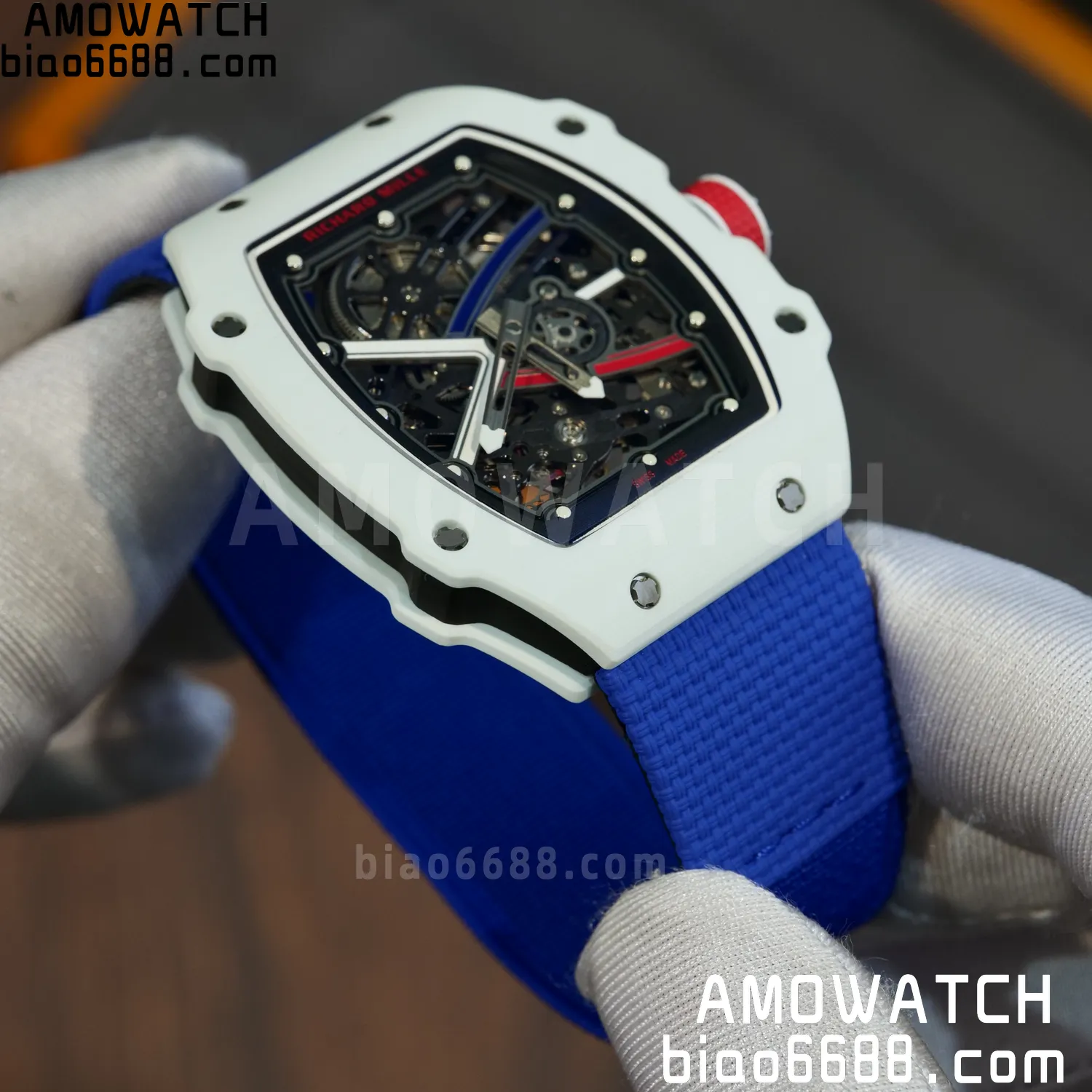 RICHARD MILLE RM67-02 White NTPT Best Edition France Dial on Blue Nylon strap CRMA7 Clone V9 86 37126fc912cc73d AMO Watch