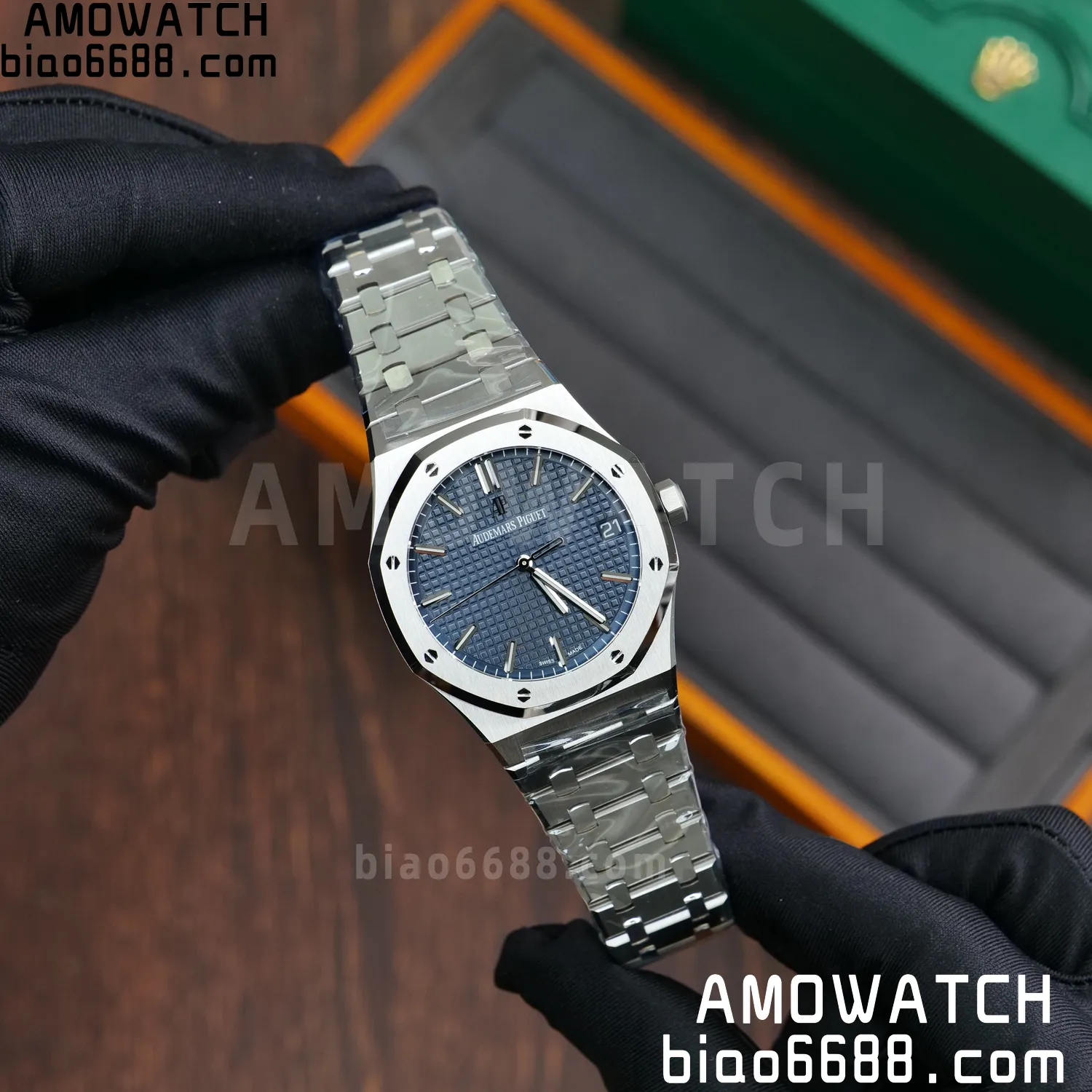 AP Royal Oak 41mm 15500 SS VSF1:1 Best Edition Blue Textured Dial on SS Bracelet A4302 Super Clone 78 3799b0c6daf66c2 AMO Watch
