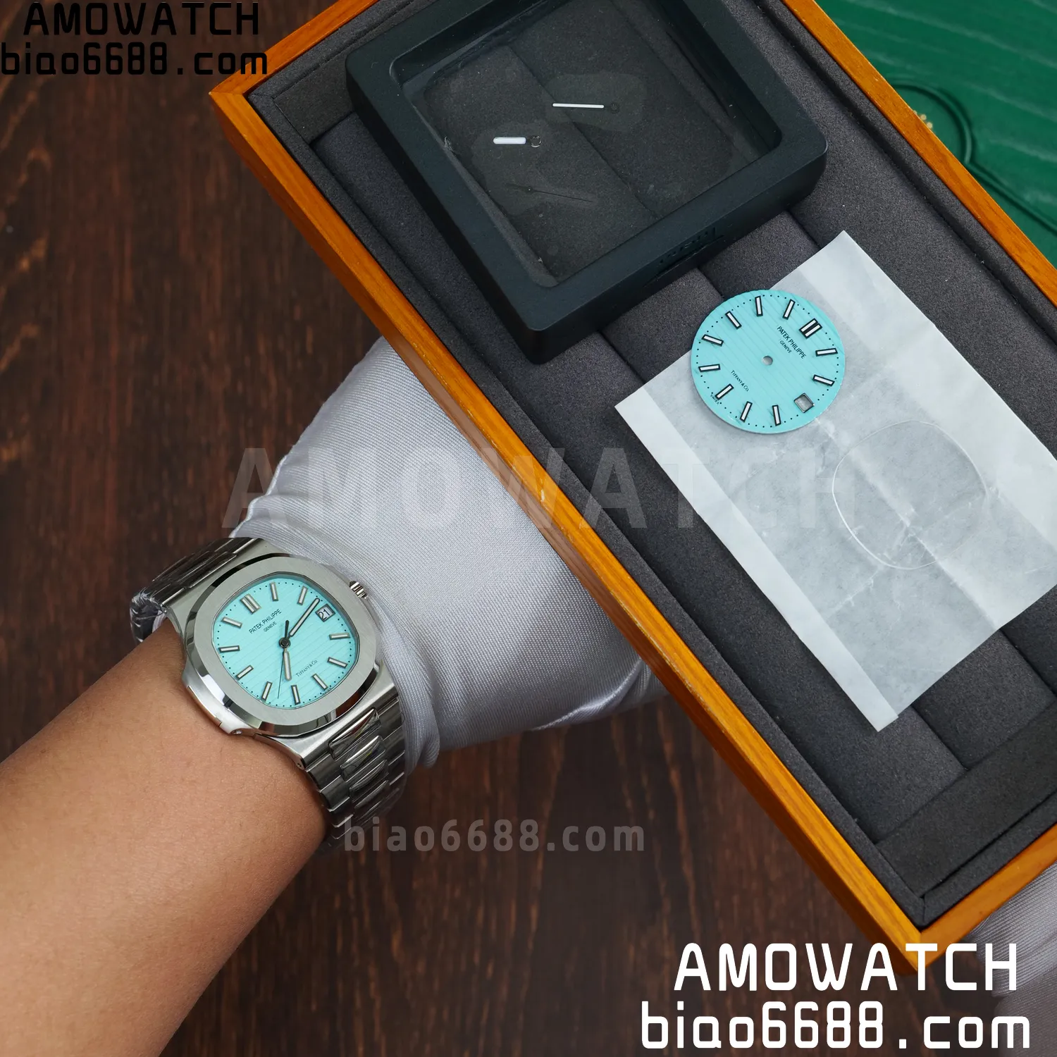 Custom Made PP Nautilus 5711 Tiffany Modified content :SW factory Tiffany Dial 、SW Pointer、DEEP crystal 93 42ceacae38eddf9 阿默表行AmoWatch