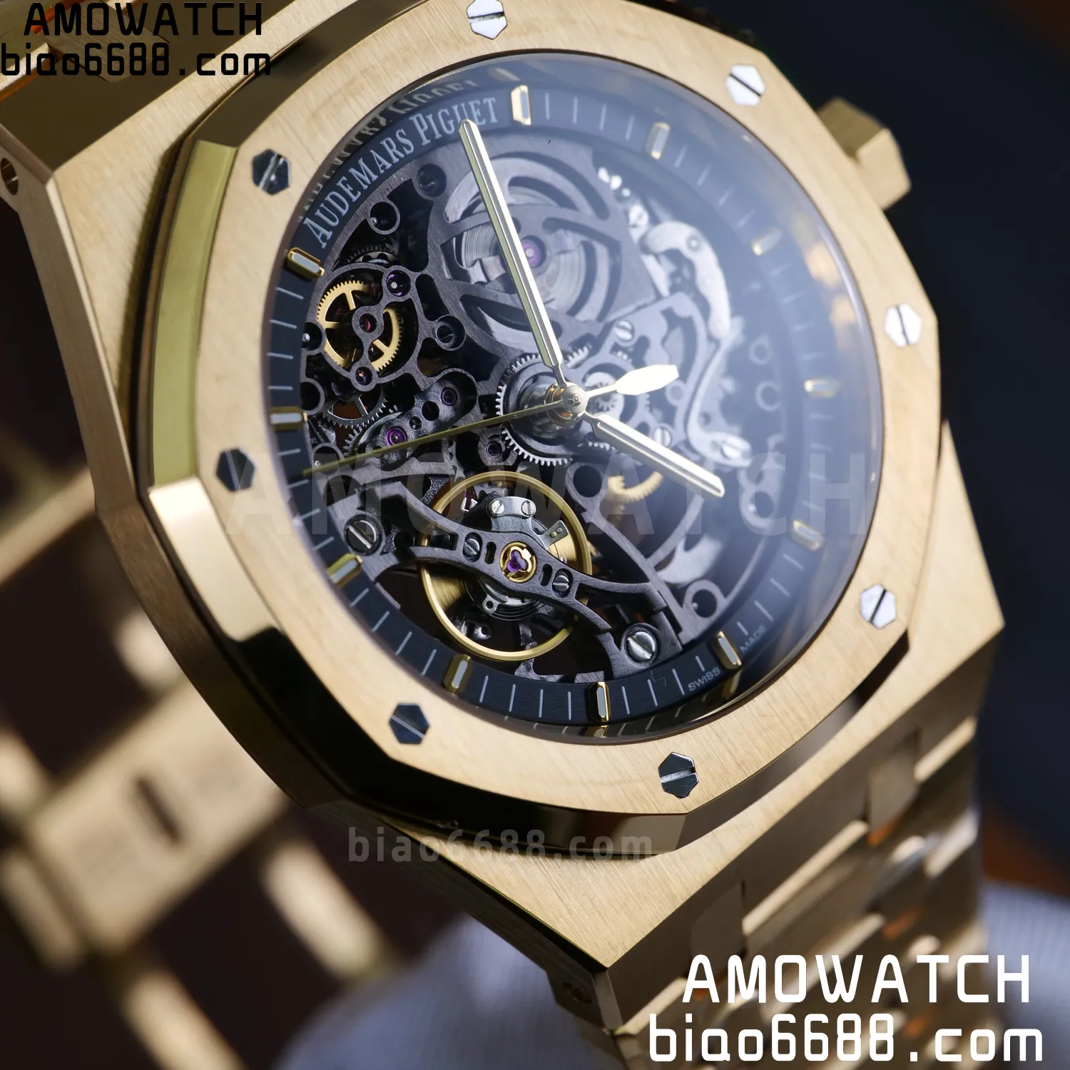 Custom Made AP Royal Oak 41mm Skeleton 15407 YG 18K Real Yellow Gold Plating 80 45b740839ebeead 阿默表行AmoWatch