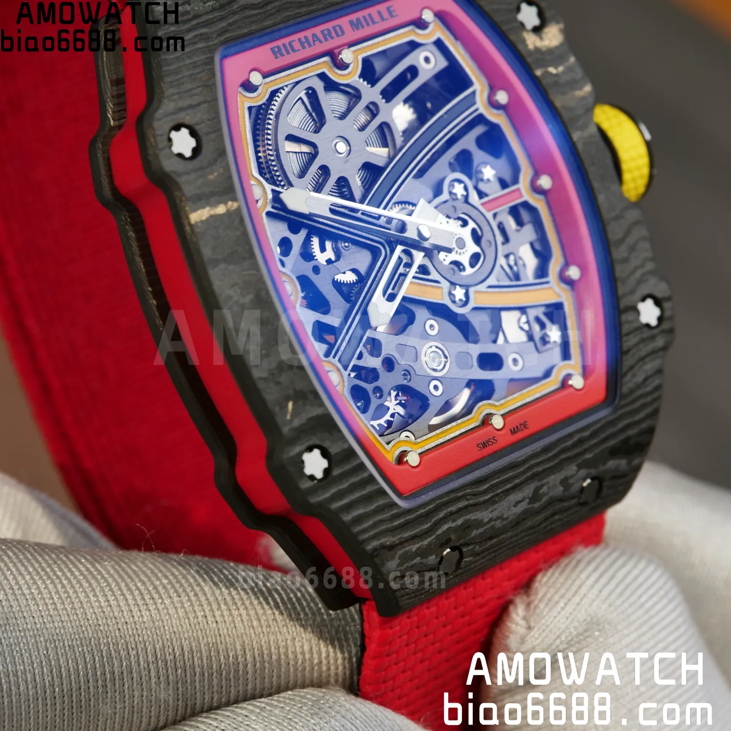 RICHARD MILLE RM67-02 Black NTPT Best Edition Spain Dial on Red Nylon strap CRMA7 Clone V9 94 466d1574ad6dfb5 AMO Watch
