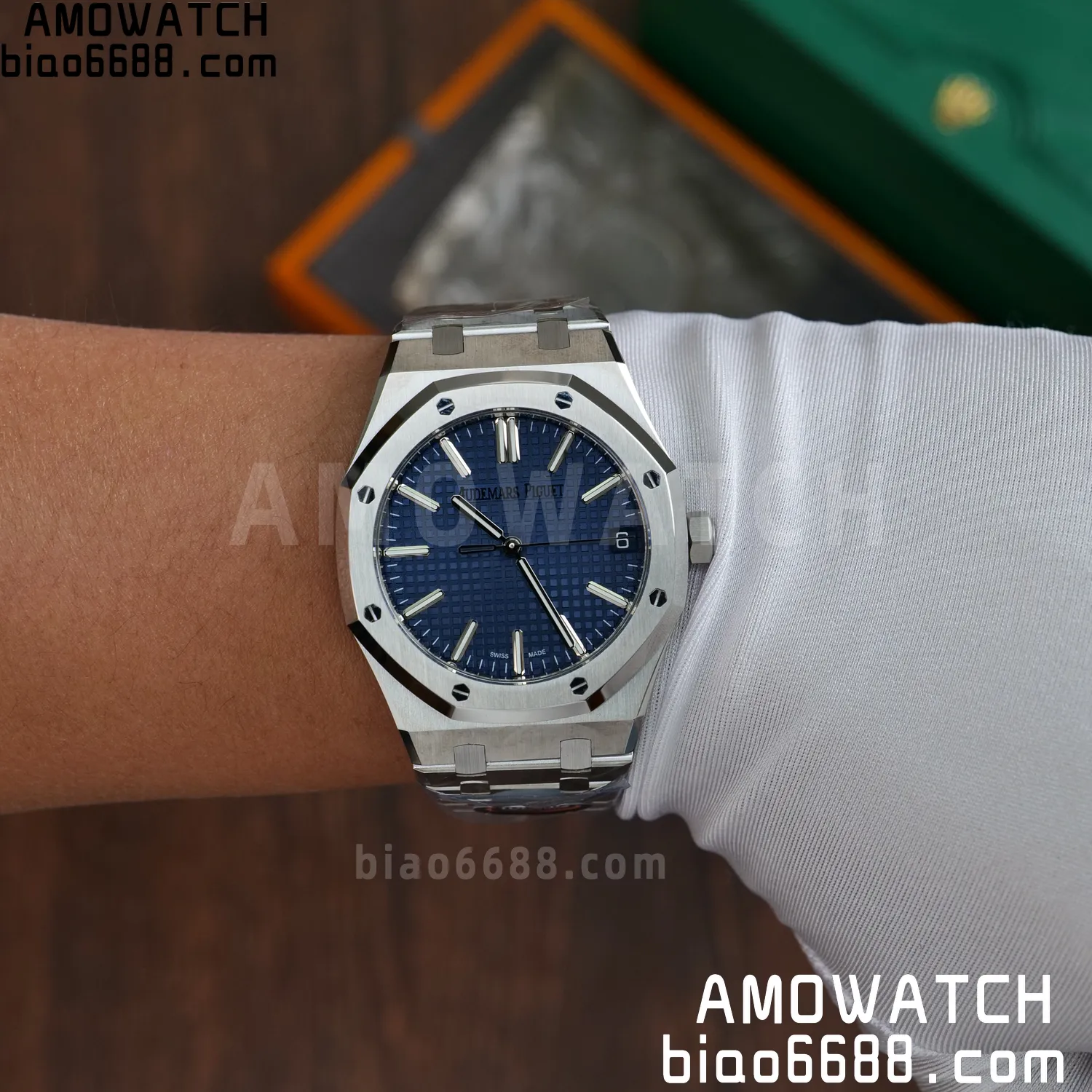 Custom Made AP Royal Oak 15510 SS TOP Factory (SW Factory Blue Dial、 DEEP Crystal) 85 476dd416c04fdec AMO Watch