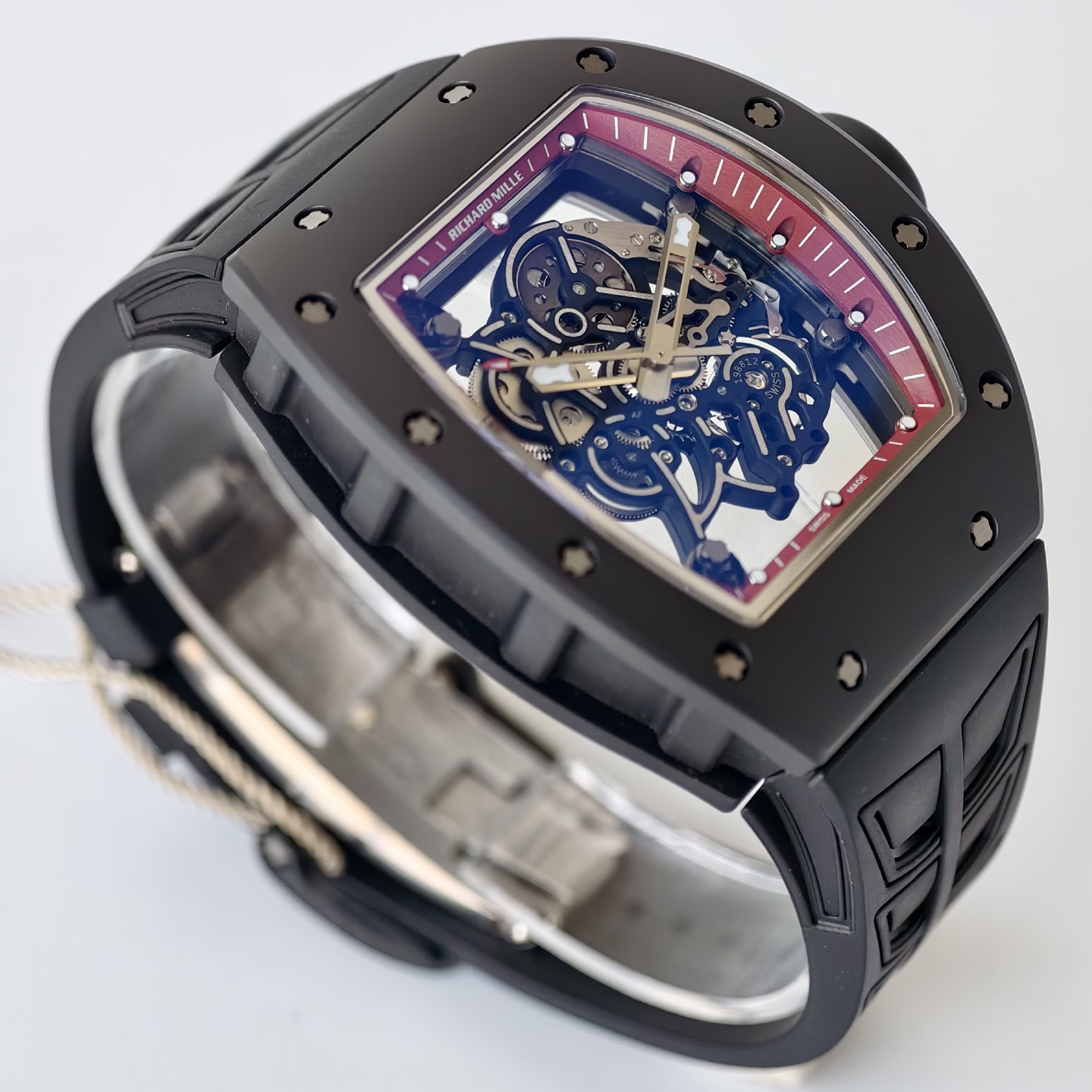Richard Mille RM055 Black Ceramic UMI 1:1 Best Edition on Red Inner Bezel on Shark Rubber Strap RMUL2 Free Sprung 21 499ff82d09ab893 AMO Watch