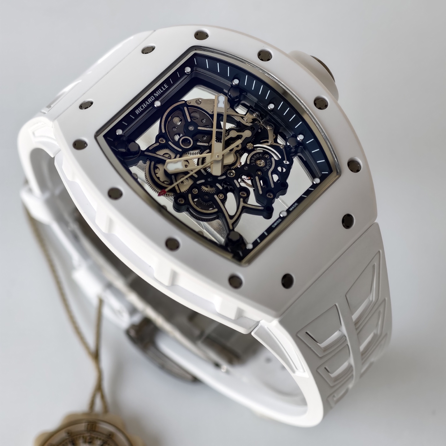 RM055 White Ceramic UMI 1:1 Best Edition on Shark Rubber Strap RMUL2 Free Sprung 21 49b63ad0026c334 AMO Watch