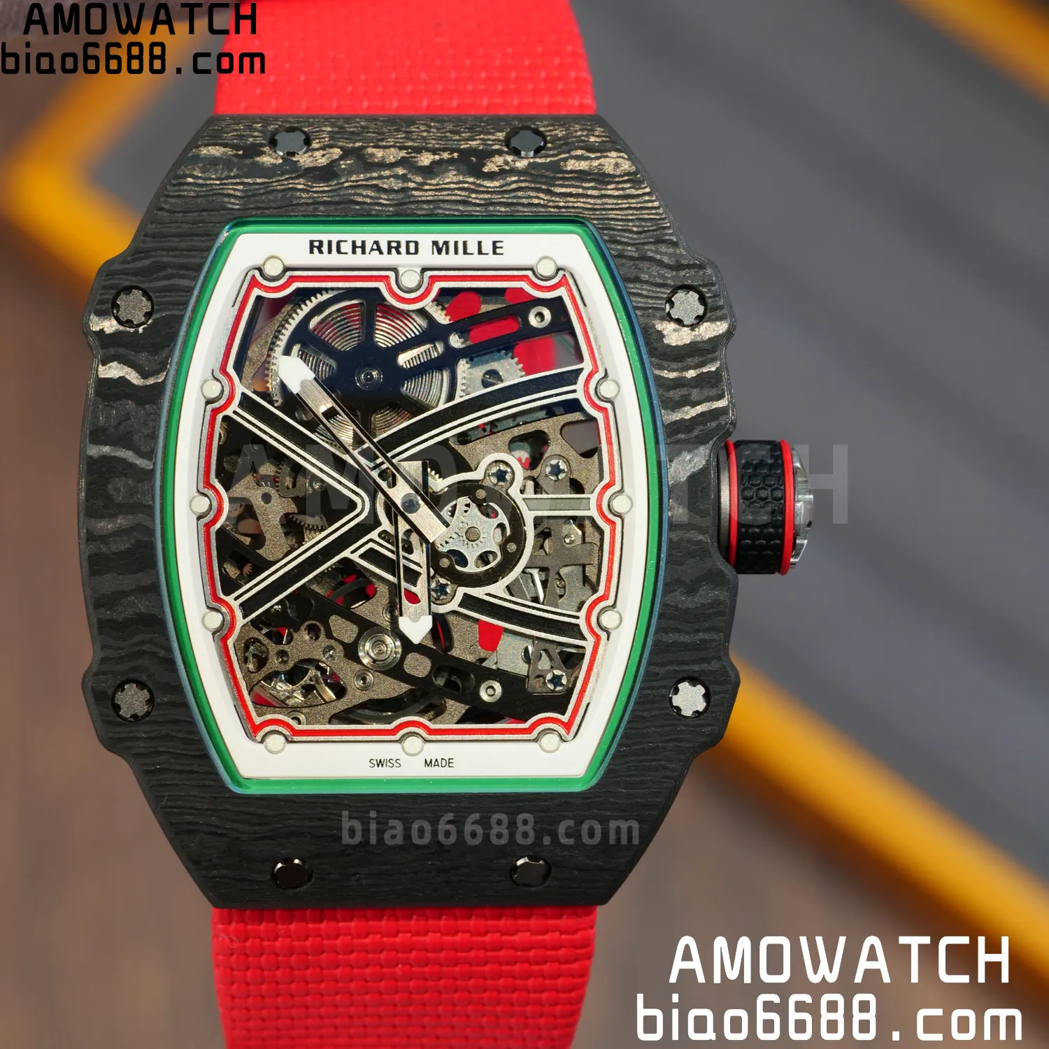 RICHARD MILLE RM67-02 Black NTPT Best Edition Italy Dial on Red Nylon strap CRMA7 Clone V9 81 4b659c3f792b372 AMO Watch