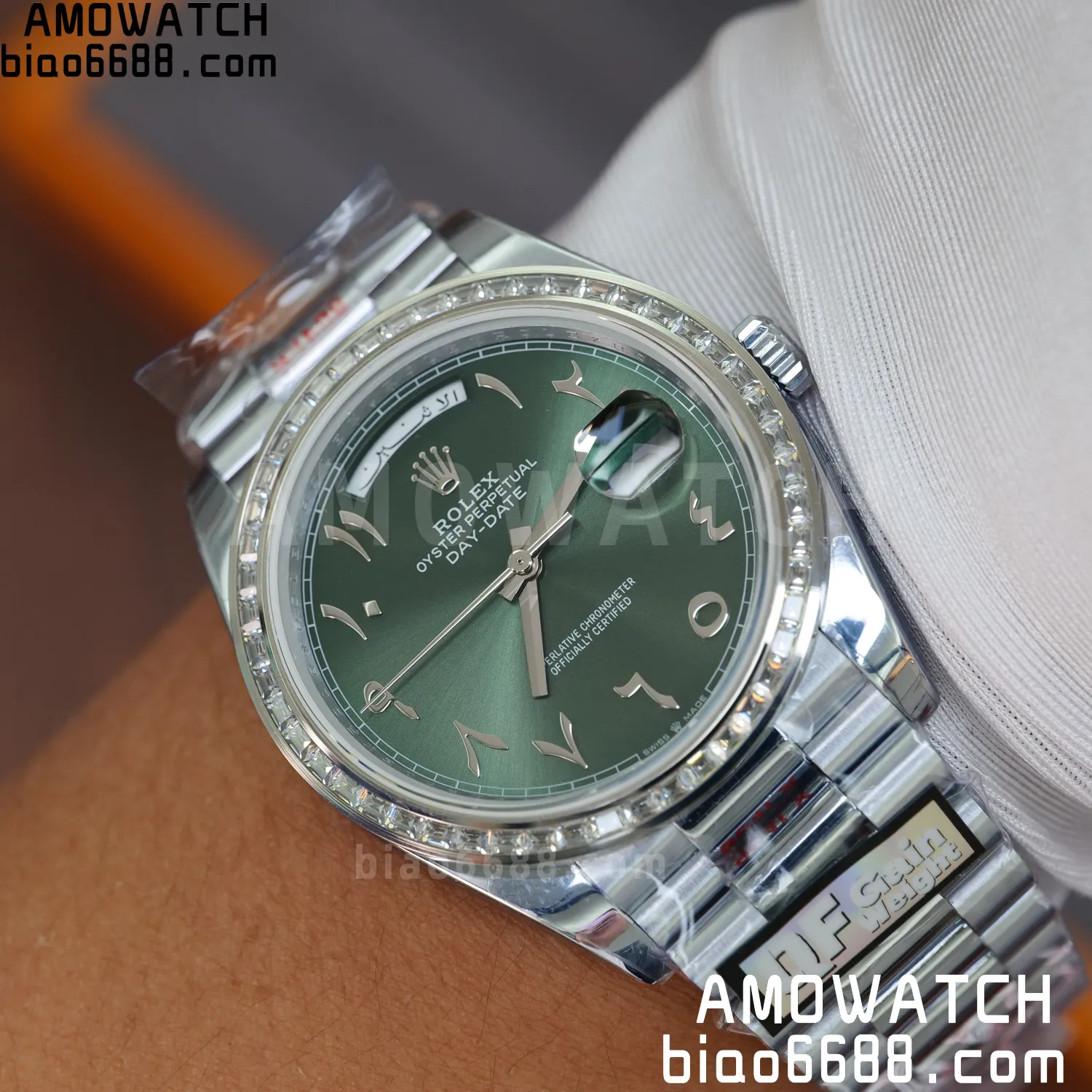 Rolex DayDate 228396 40mm QF 1:1 Best Edition Ice Green Roman Dial Diamond Bezel V6(Tungsten Heavy Version) 96 4bef42486017819 AMO Watch