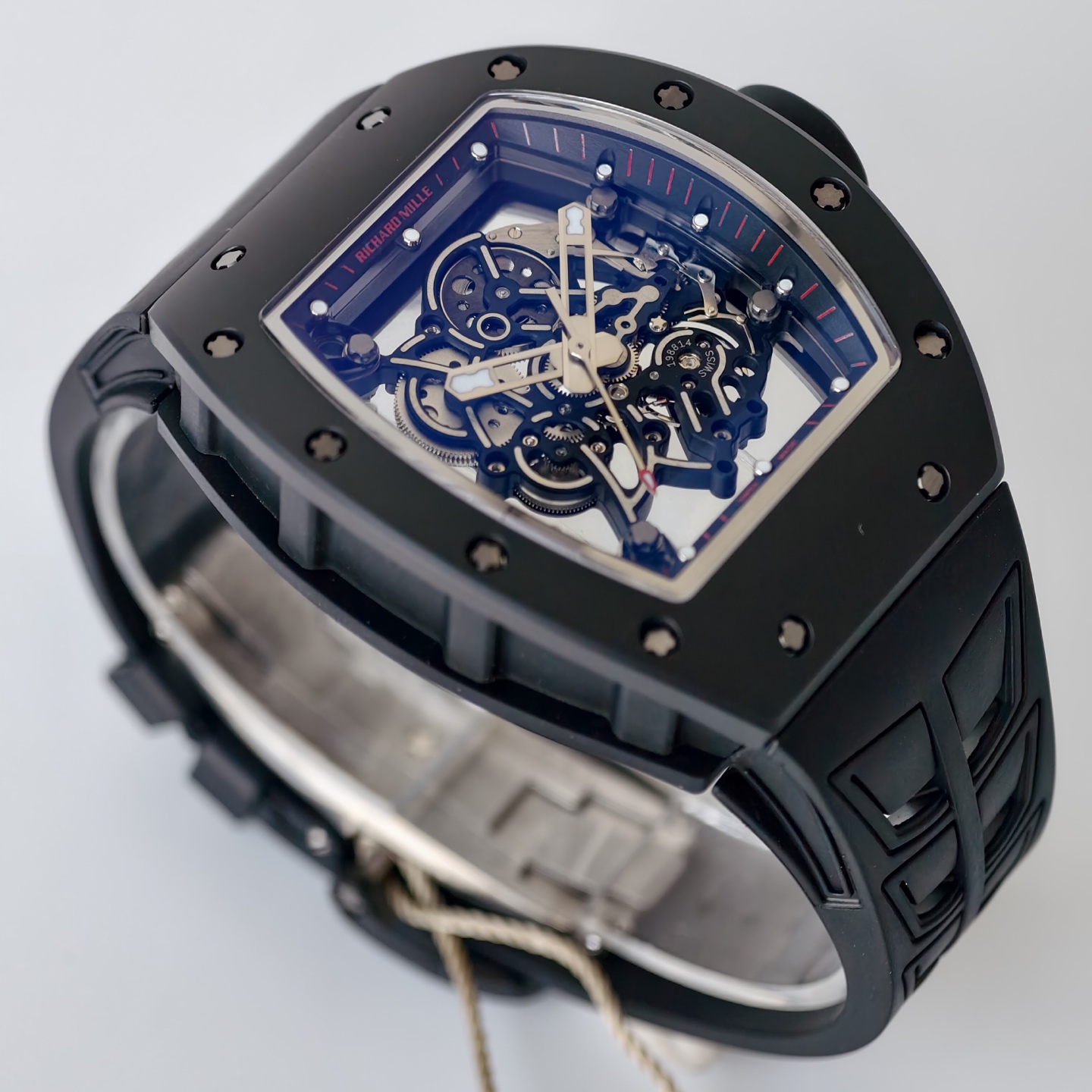 Richard Mille RM055 Black Ceramic UMI 1:1 Best Edition on Black/Red Inner Bezel on Shark Rubber Strap RMUL2 Free Sprung 21 4c7c2db4dde44fd AMO Watch