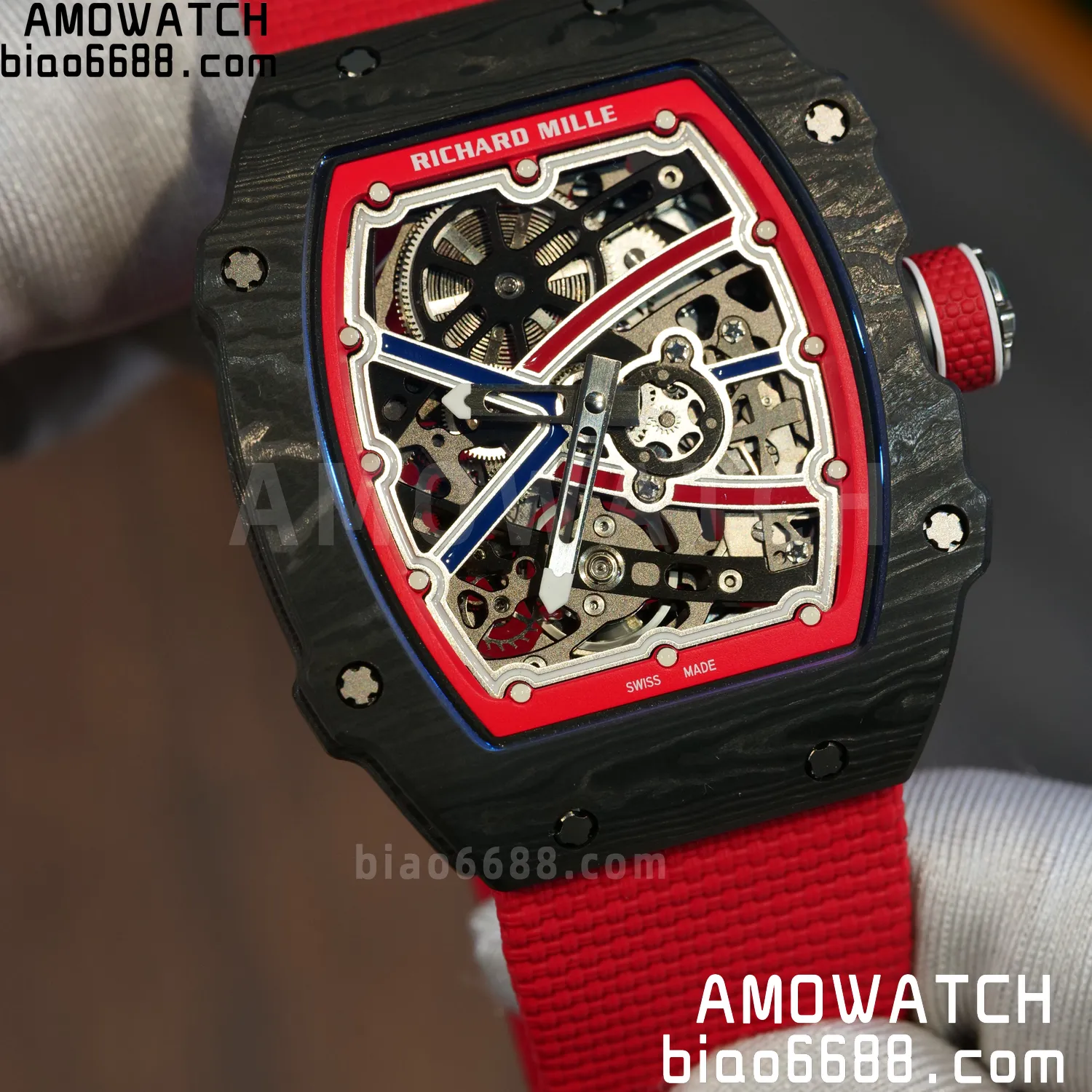 RICHARD MILLE RM67-02 Black NTPT Best Edition Norway Dial on Red Nylon strap CRMA7 Clone V9 84 4cc6563099609d3 AMO Watch