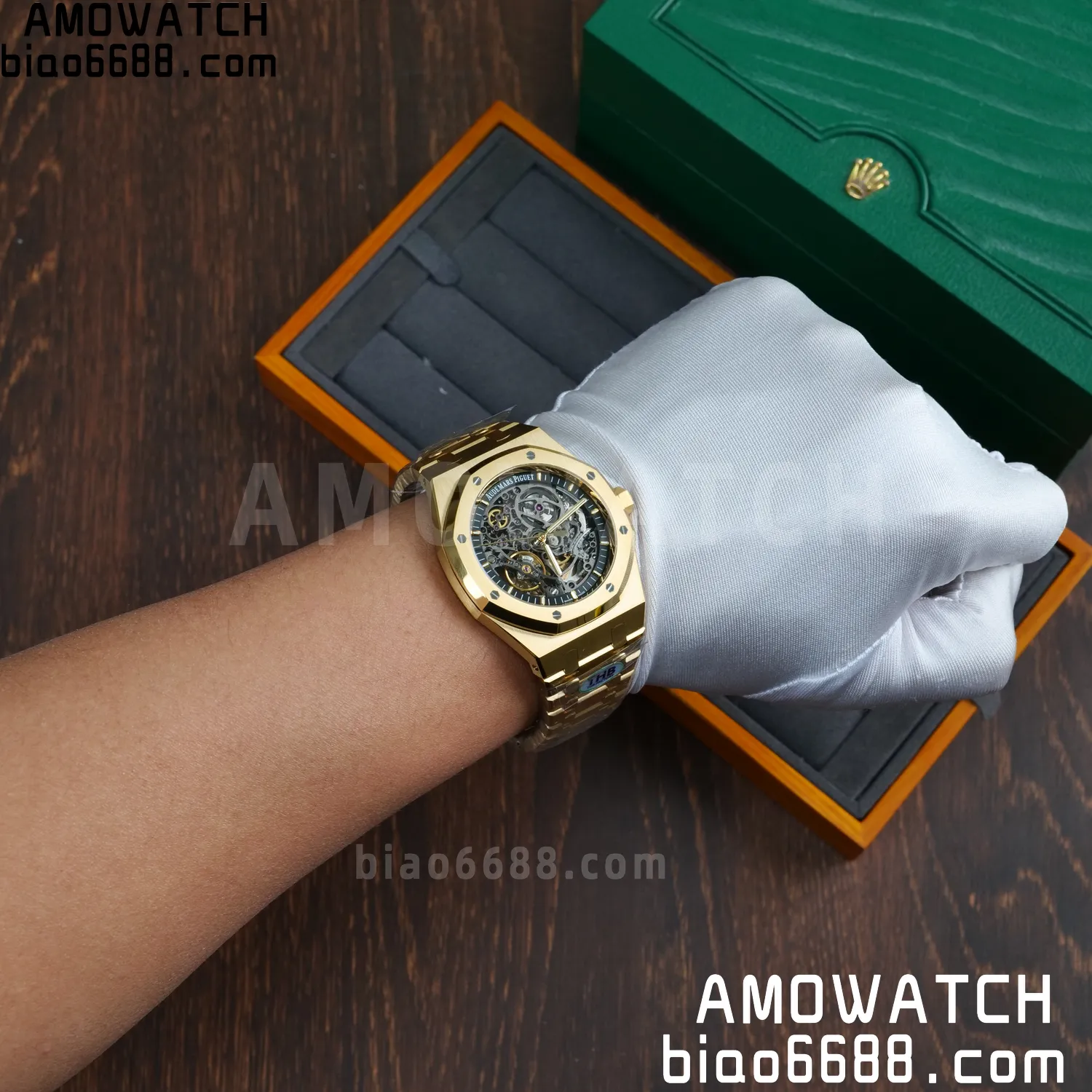 AP Royal Oak 41mm Skeleton 15407 YG THB Factory 1:1 Best Edition Skeleton Dial on RG Bracelet A3132 V2 81 4d624572db07e1b 阿默表行AmoWatch