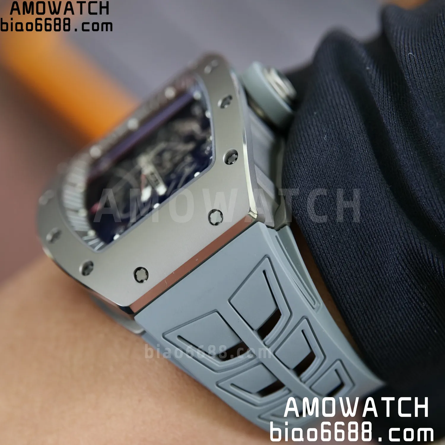 RICHARD MILLE RM055 Gray Ceramic UMI 1:1 Best Edition on Shark Rubber Strap RMUL2 Free Sprung 113 50bbcc1936b90a0 AMO Watch