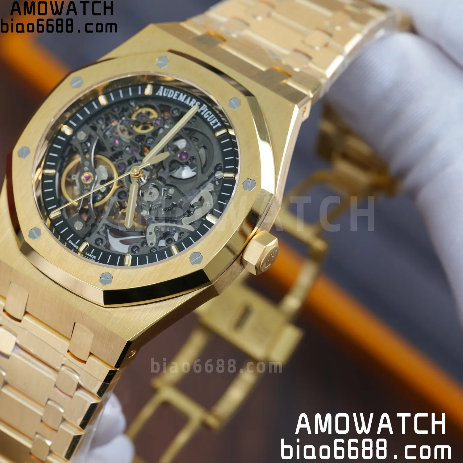 Custom Made AP Royal Oak 41mm Skeleton 15407 YG 18K Real Yellow Gold Plating 73 50dc1390e23e8f0 阿默表行AmoWatch