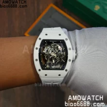 Richard Mille RM055 White Ceramic ZF 1:1 Best Edition Shark Fin Rubber Strap RMUL2 Super Clone V3