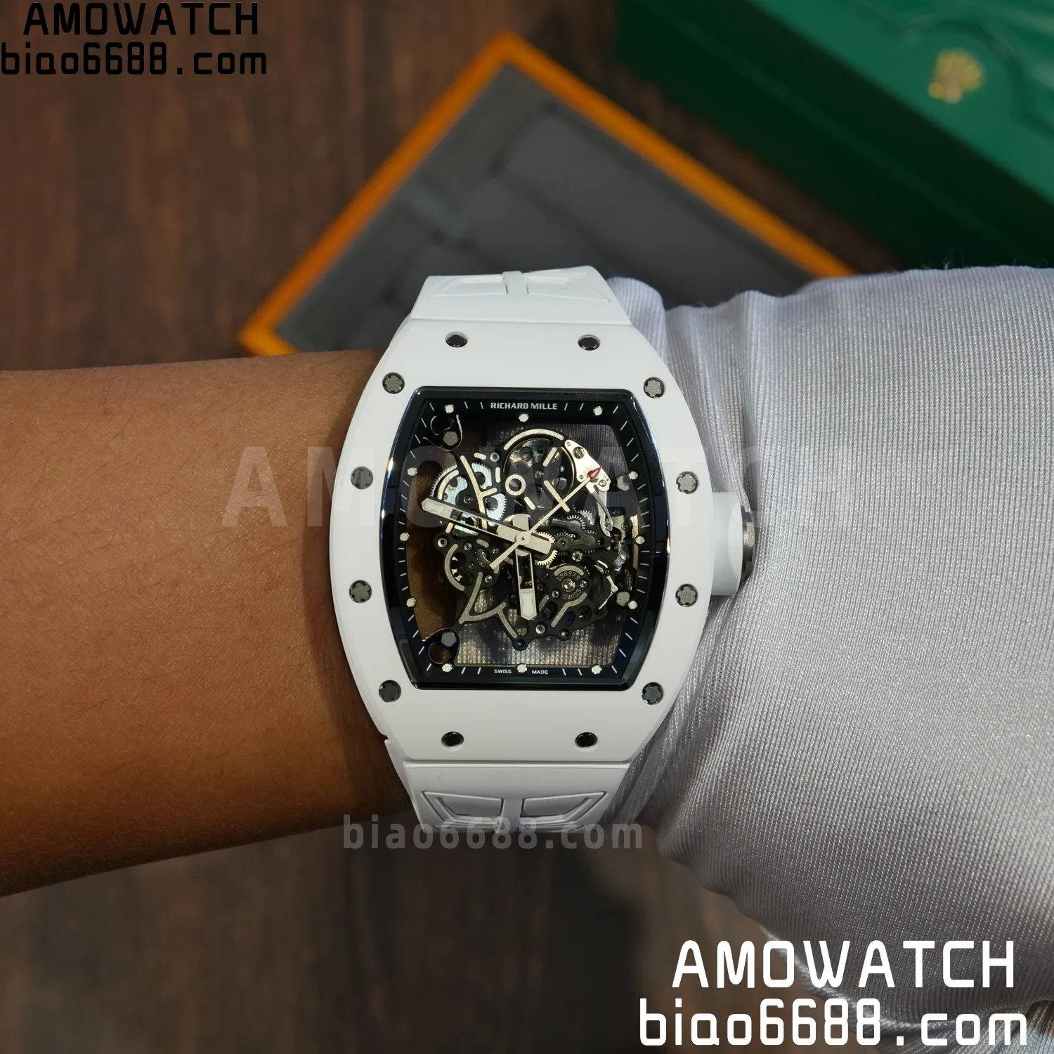 Richard Mille RM055 White Ceramic ZF 1:1 Best Edition Shark Fin Rubber Strap RMUL2 Super Clone V3 83 52e9401fe8b257c AMO Watch