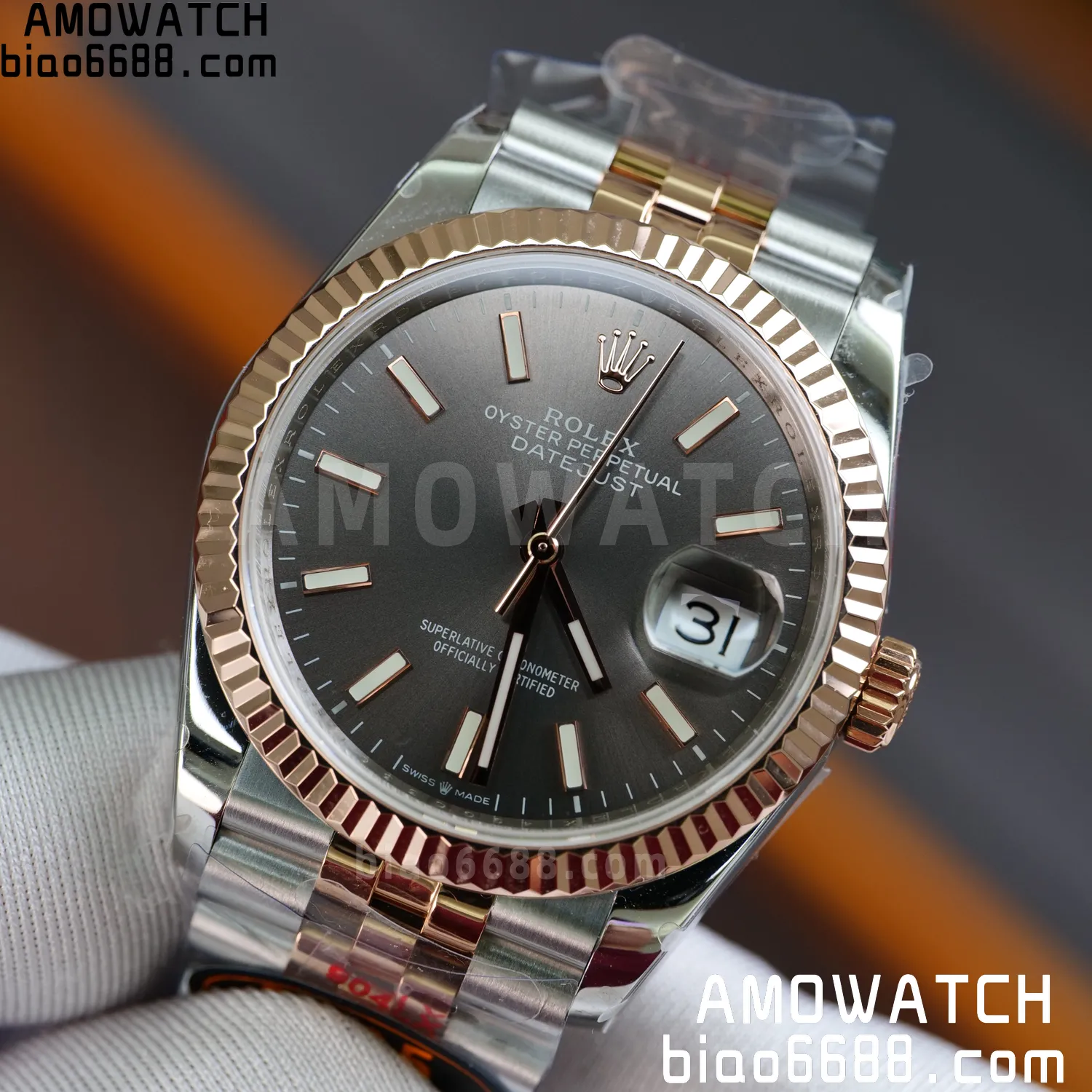 Rolex DateJust 36mm 126233 SS/RG QF 1:1 Best Edition 904L Steel Grey Dial on Jubilee Bracelet DD3235(Gain Weight) 83 538dc6db3f1a439 AMO Watch