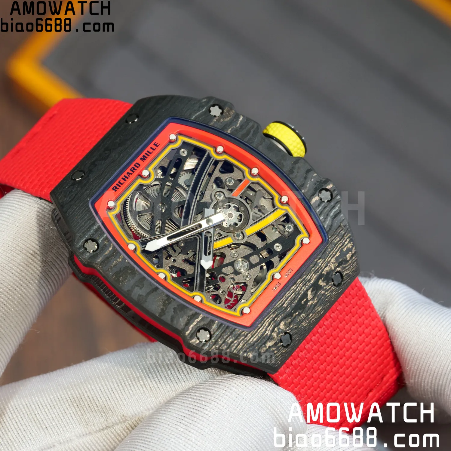 RICHARD MILLE RM67-02 Black NTPT Best Edition Spain Dial on Red Nylon strap CRMA7 Clone V9 87 53f1cda52f6d72f AMO Watch