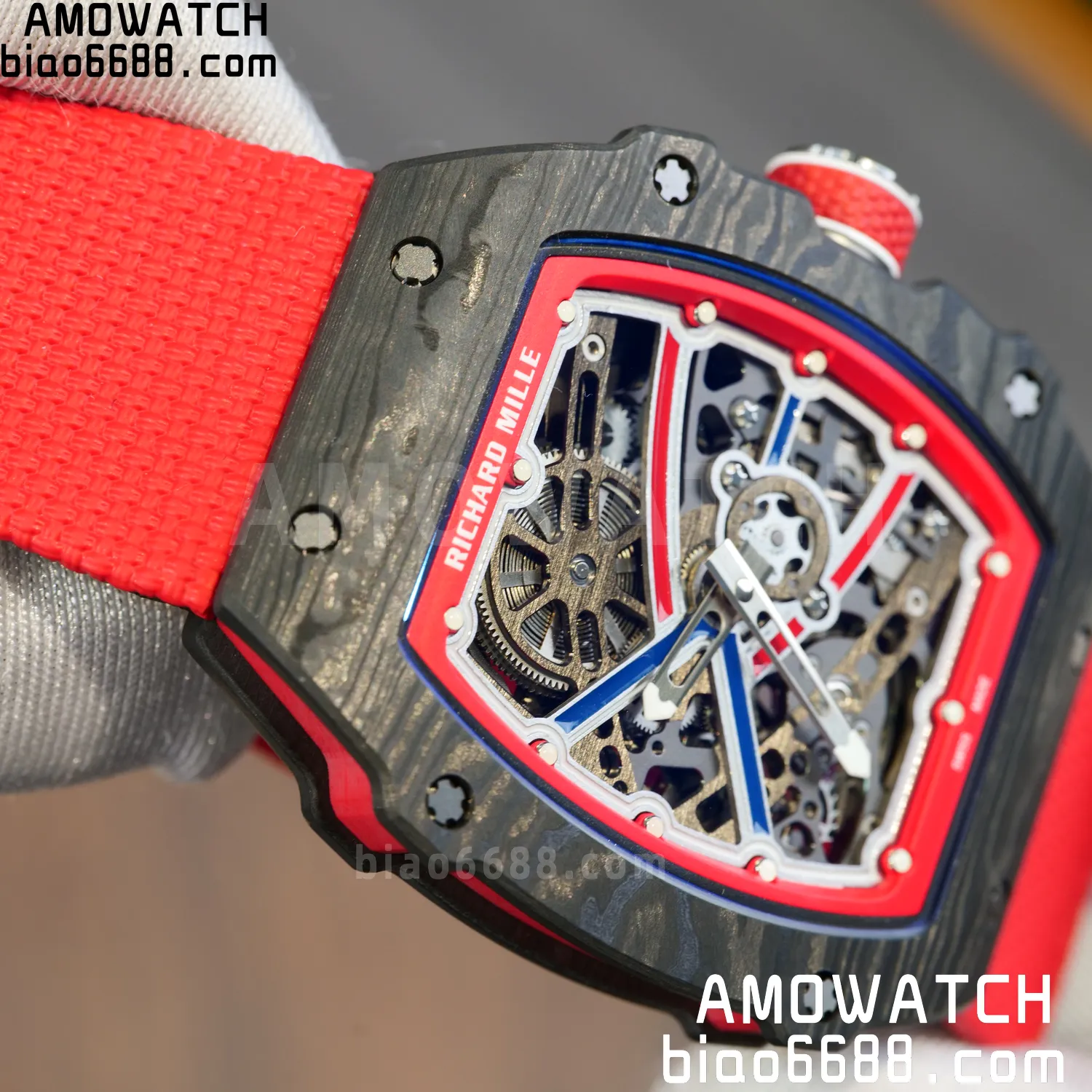 RICHARD MILLE RM67-02 Black NTPT Best Edition Norway Dial on Red Nylon strap CRMA7 Clone V9 81 5660aac9996cf21 AMO Watch