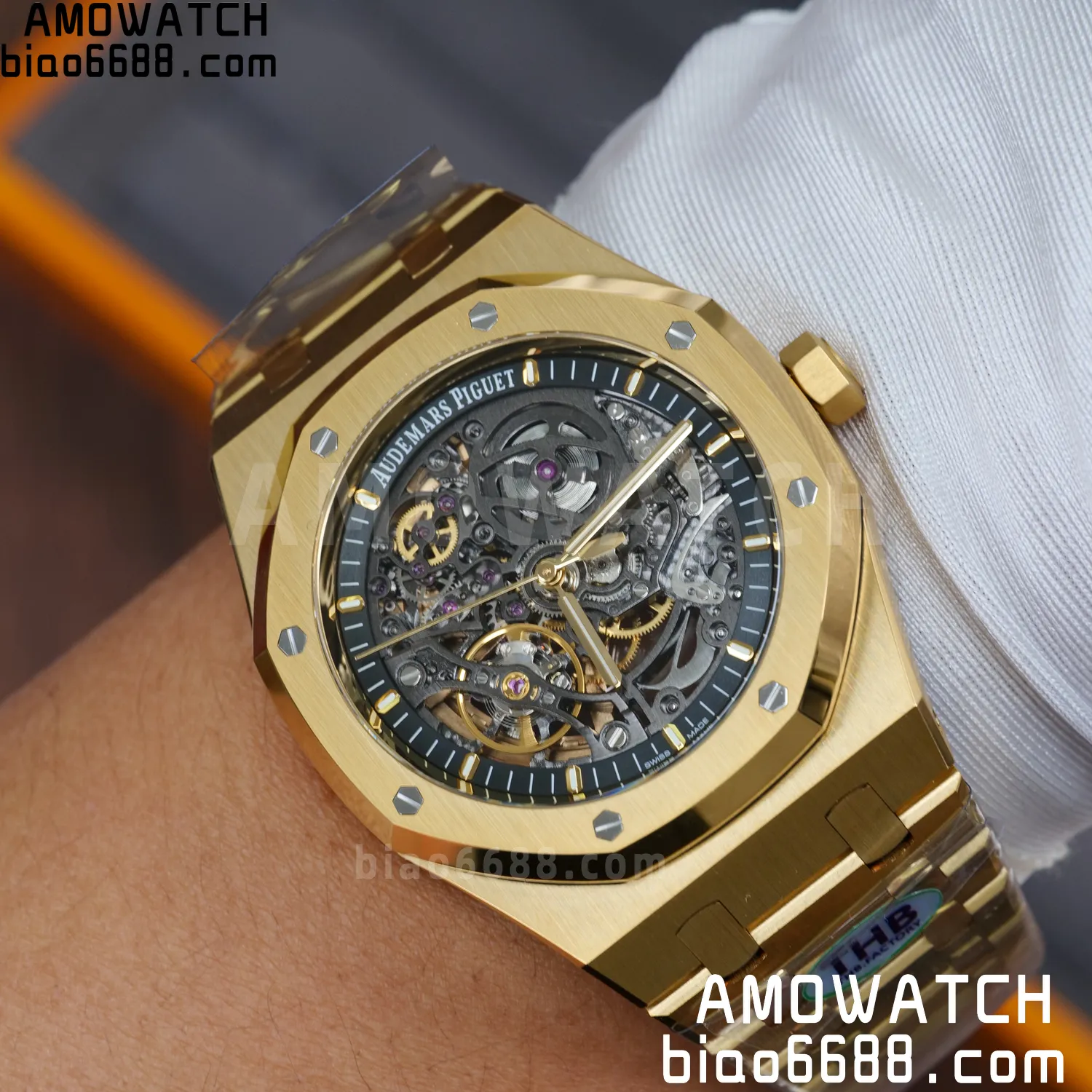 AP Royal Oak 41mm Skeleton 15407 YG THB Factory 1:1 Best Edition Skeleton Dial on RG Bracelet A3132 V2 86 56bcfda1e21a864 阿默表行AmoWatch