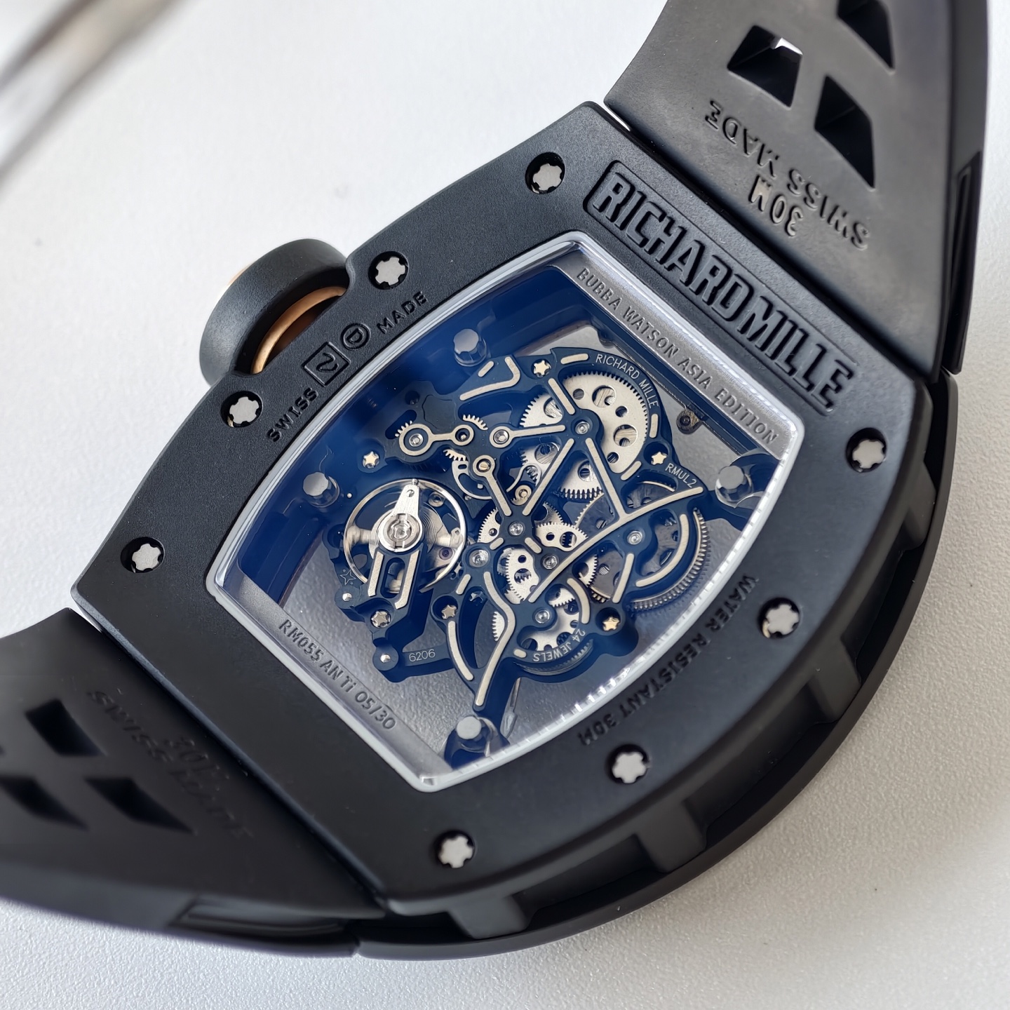 RM055 Black Ceramic UMI 1:1 Best Edition on Black/RG Inner Bezel on Shark Rubber Strap RMUL2 Free Sprung 26 5a6724c6fcadc03 AMO Watch