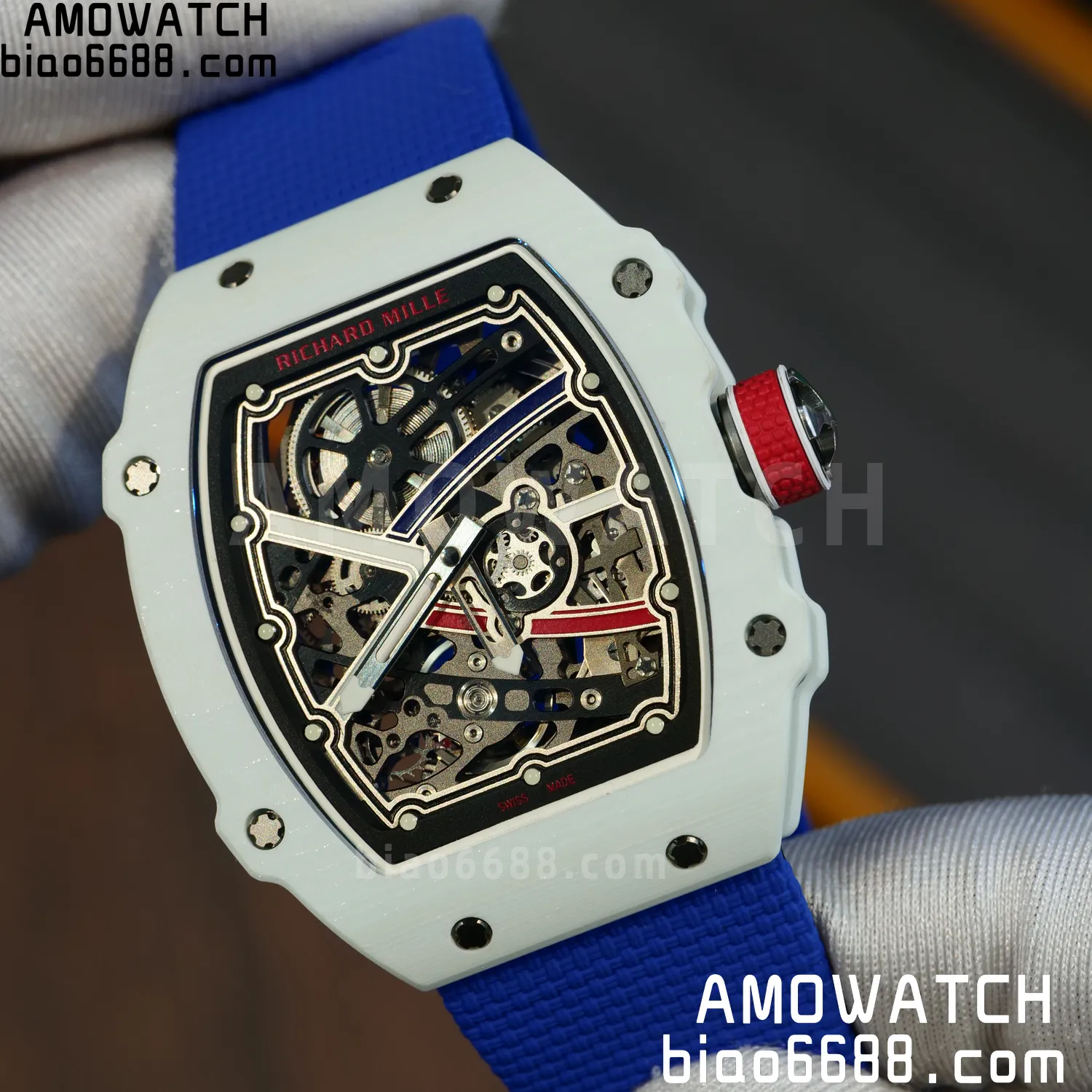 RICHARD MILLE RM67-02 White NTPT Best Edition France Dial on Blue Nylon strap CRMA7 Clone V9 92 5ad1a658be77ea5 AMO Watch