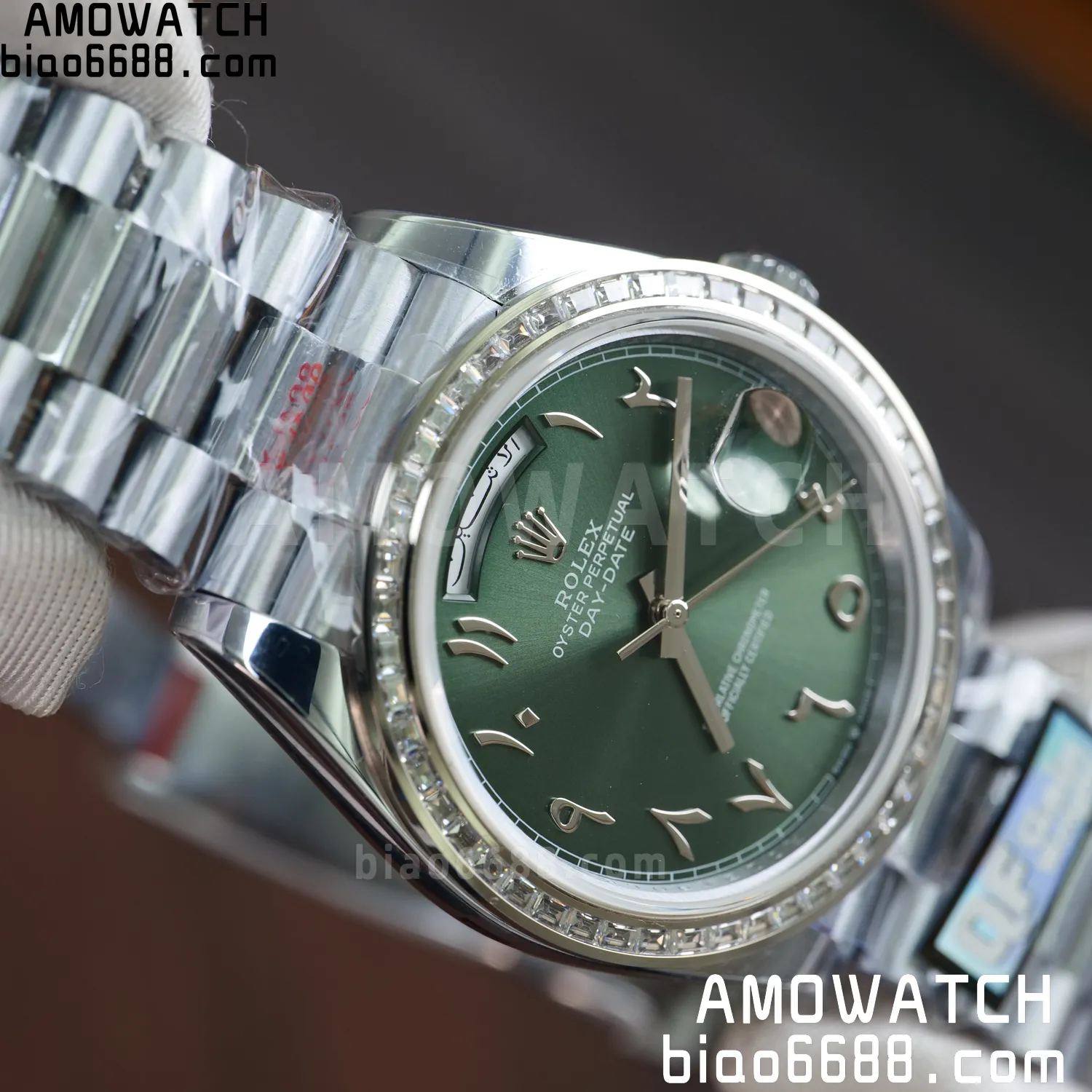 Rolex DayDate 228396 40mm QF 1:1 Best Edition Ice Green Roman Dial Diamond Bezel V6(Tungsten Heavy Version) 81 5b5f0b0aa511d1e AMO Watch