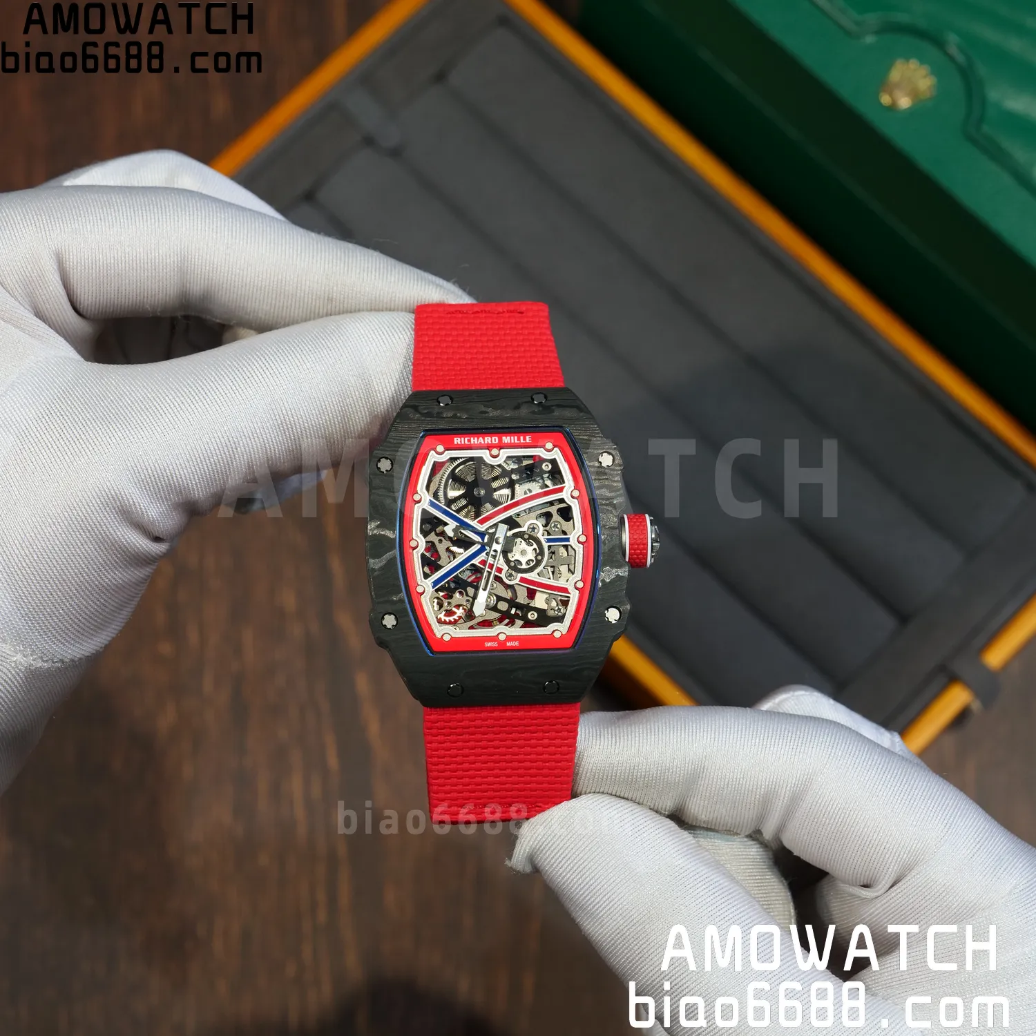 RICHARD MILLE RM67-02 Black NTPT Best Edition Norway Dial on Red Nylon strap CRMA7 Clone V9 67 5c1c21fd49739e5 AMO Watch