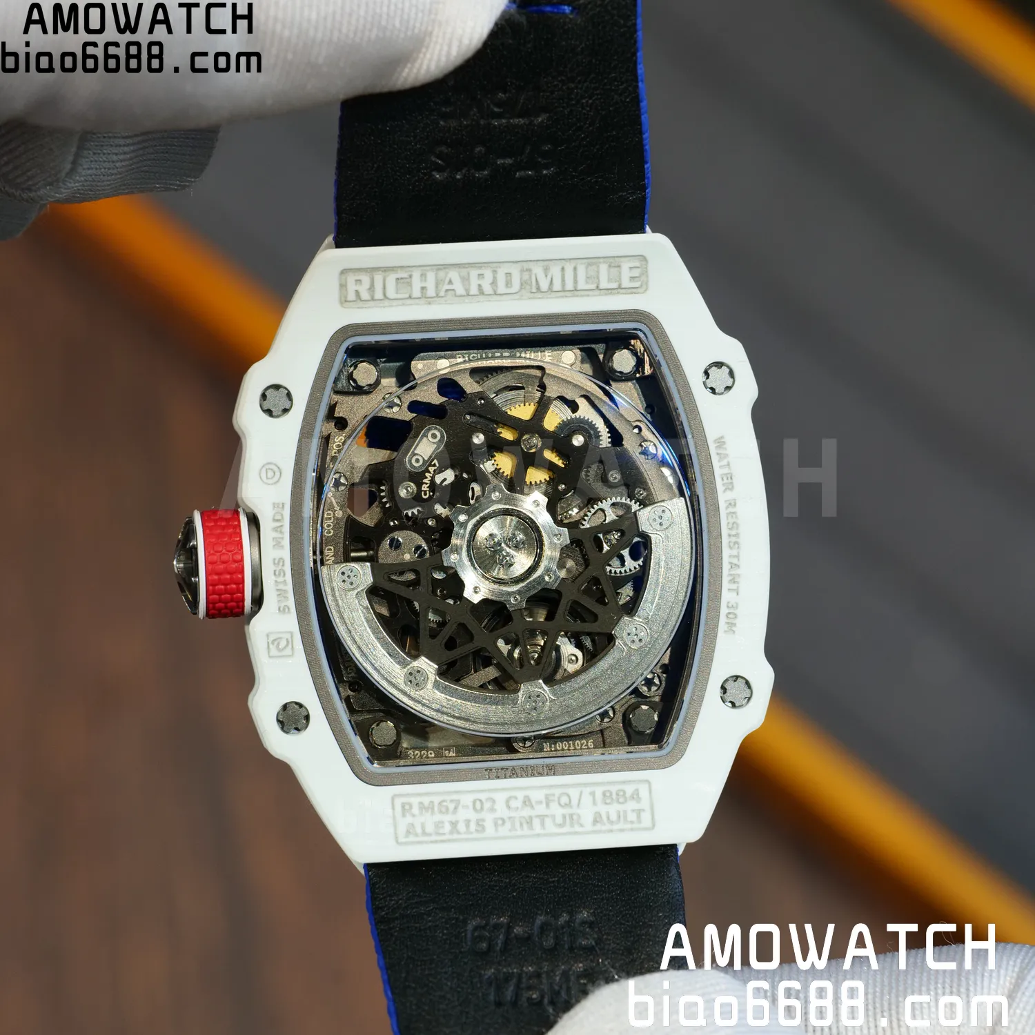 RICHARD MILLE RM67-02 White NTPT Best Edition France Dial on Blue Nylon strap CRMA7 Clone V9 103 5d1133042ddc82e AMO Watch