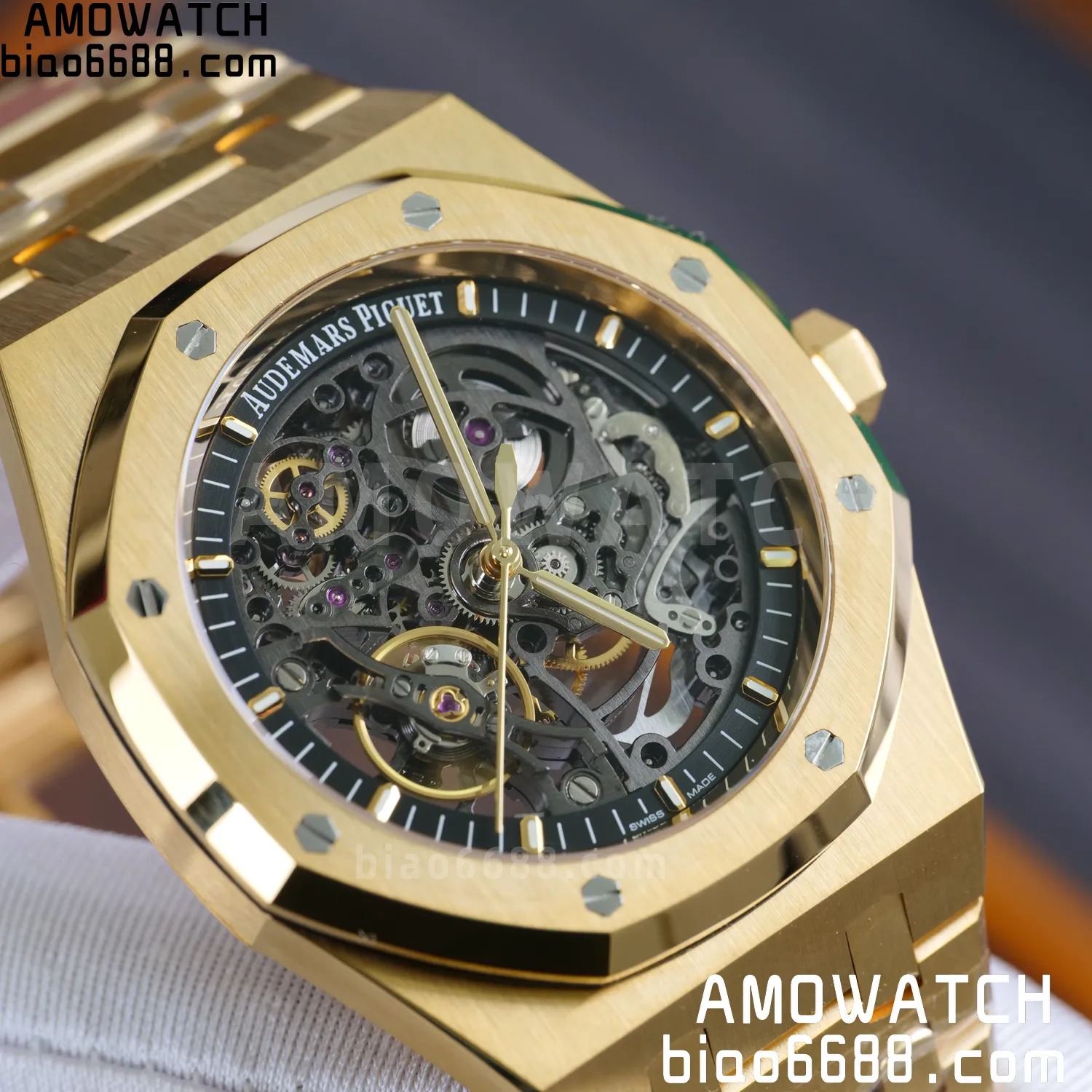 Custom Made AP Royal Oak 41mm Skeleton 15407 YG 18K Real Yellow Gold Plating 79 5db7240728a15e3 阿默表行AmoWatch