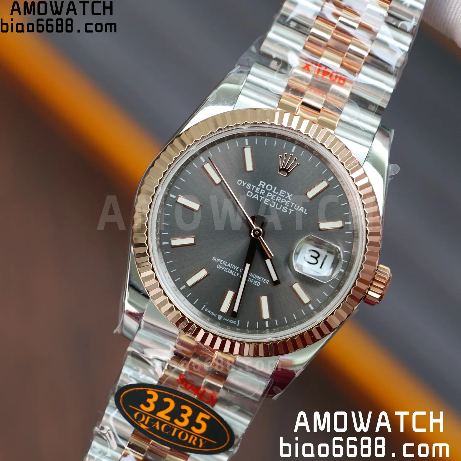 Rolex DateJust 36mm 126233 SS/RG QF 1:1 Best Edition 904L Steel Grey Dial on Jubilee Bracelet DD3235(Gain Weight) 82 5ddc403f1506198 AMO Watch