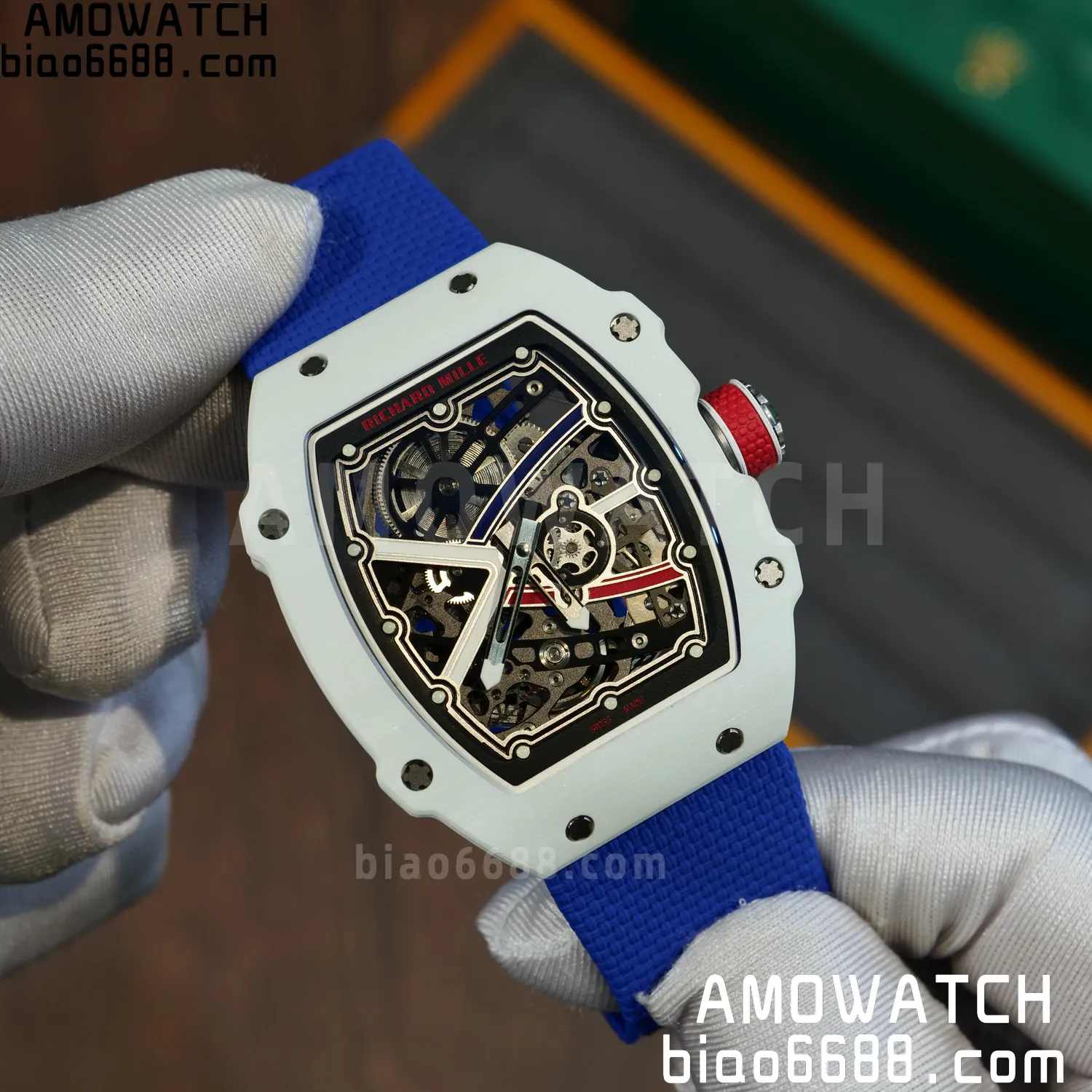 RICHARD MILLE RM67-02 White NTPT Best Edition France Dial on Blue Nylon strap CRMA7 Clone V9 78 5e046f4fc14bce4 AMO Watch