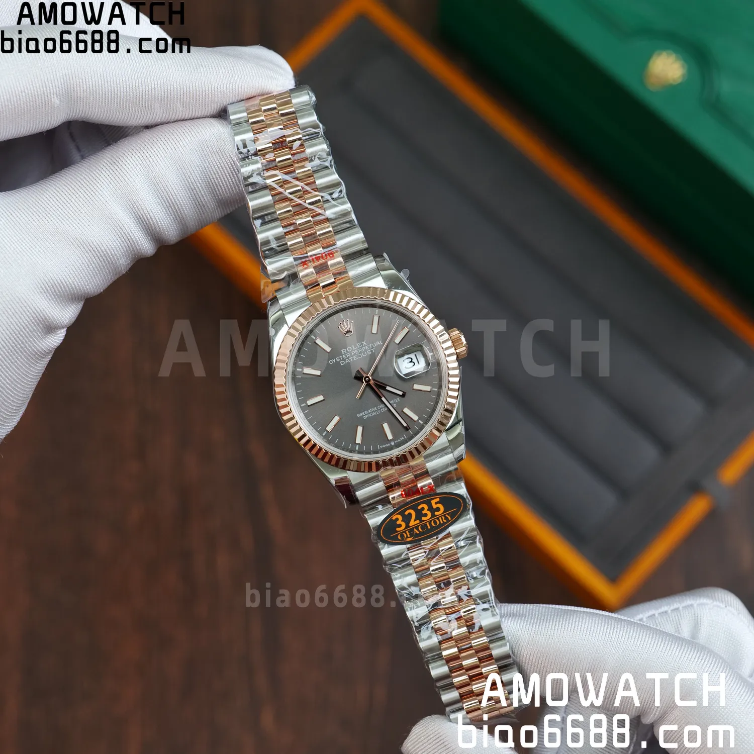 Rolex DateJust 36mm 126233 SS/RG QF 1:1 Best Edition 904L Steel Grey Dial on Jubilee Bracelet DD3235(Gain Weight) 63 5eb8cecf4a03330 AMO Watch