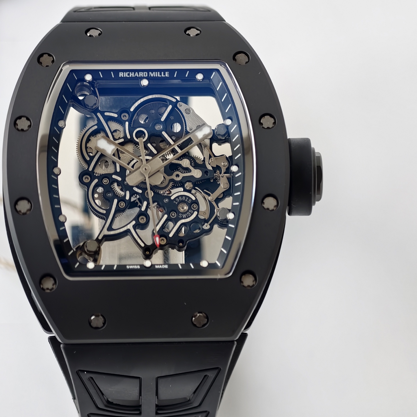 Richard Mille RM055 Black Ceramic UMI 1:1 Best Edition on Black/Red Inner Bezel on Shark Rubber Strap RMUL2 Free Sprung 22 5eb972e17b7525b AMO Watch