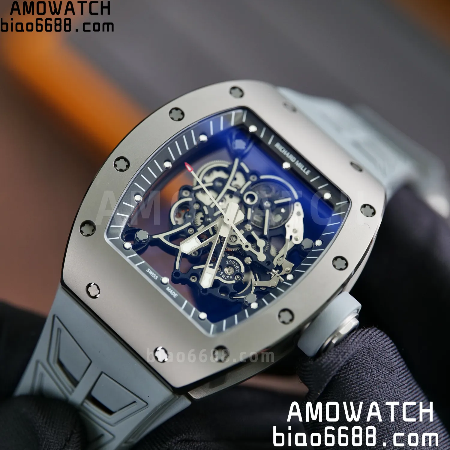 RICHARD MILLE RM055 Gray Ceramic UMI 1:1 Best Edition on Shark Rubber Strap RMUL2 Free Sprung 92 5f156cbc2bcf767 AMO Watch