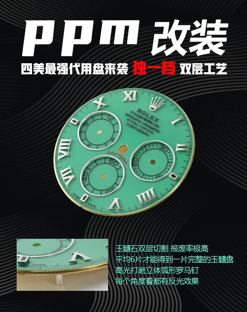 Rolex Daytona 116519 PPM Factory 1:1 Best Edition Green Roman Dial on Leather Strap 4130 19 60aac04f13a10fc AMO Watch