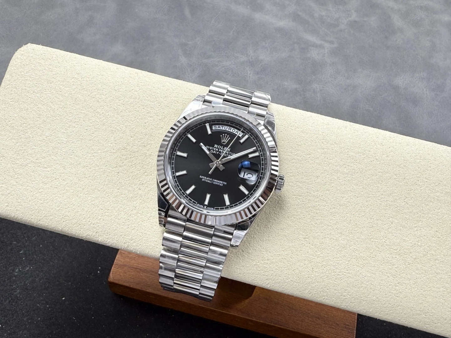 Rolex DayDate 228239 40mm VSF 1:1 Best Edition Black Dial Fluted Bezel 3255 28 61201e7713baf73 阿默表行AmoWatch