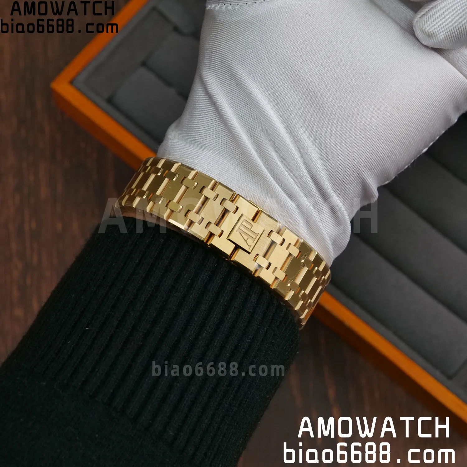 Custom Made AP Royal Oak 41mm Skeleton 15407 YG 18K Real Yellow Gold Plating 90 61d80f306cac1e7 阿默表行AmoWatch