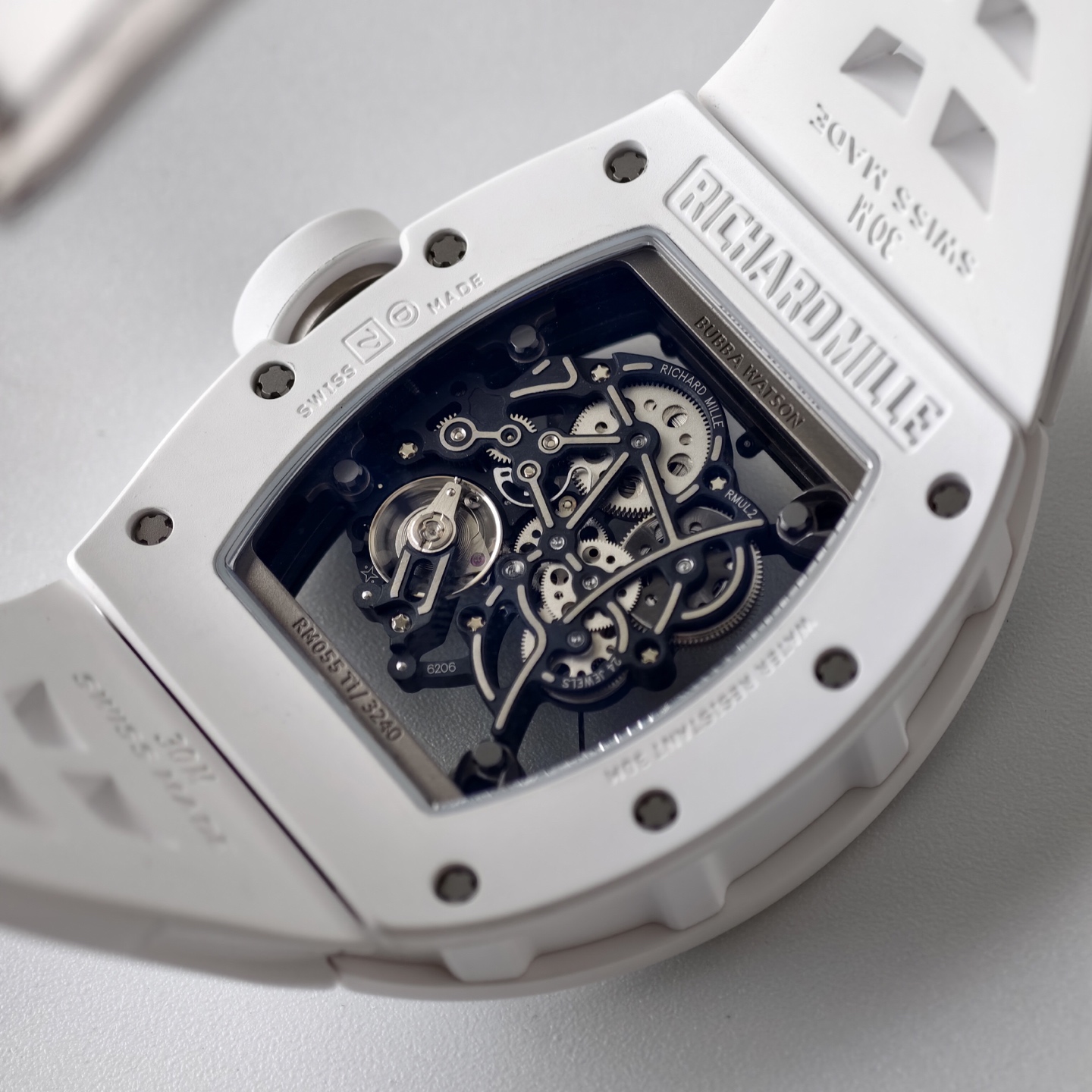 RM055 White Ceramic UMI 1:1 Best Edition on Shark Rubber Strap RMUL2 Free Sprung 27 624801a638e3bd5 AMO Watch