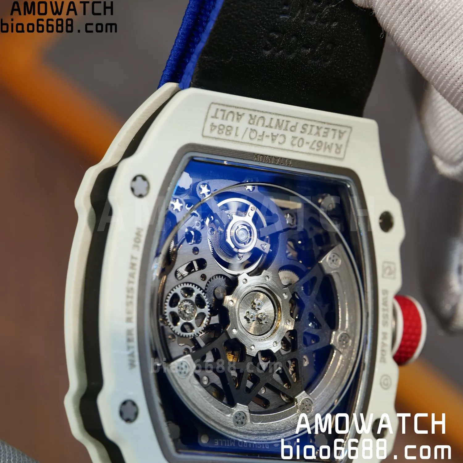 RICHARD MILLE RM67-02 White NTPT Best Edition France Dial on Blue Nylon strap CRMA7 Clone V9 104 62ecbe4eacd4a45 AMO Watch