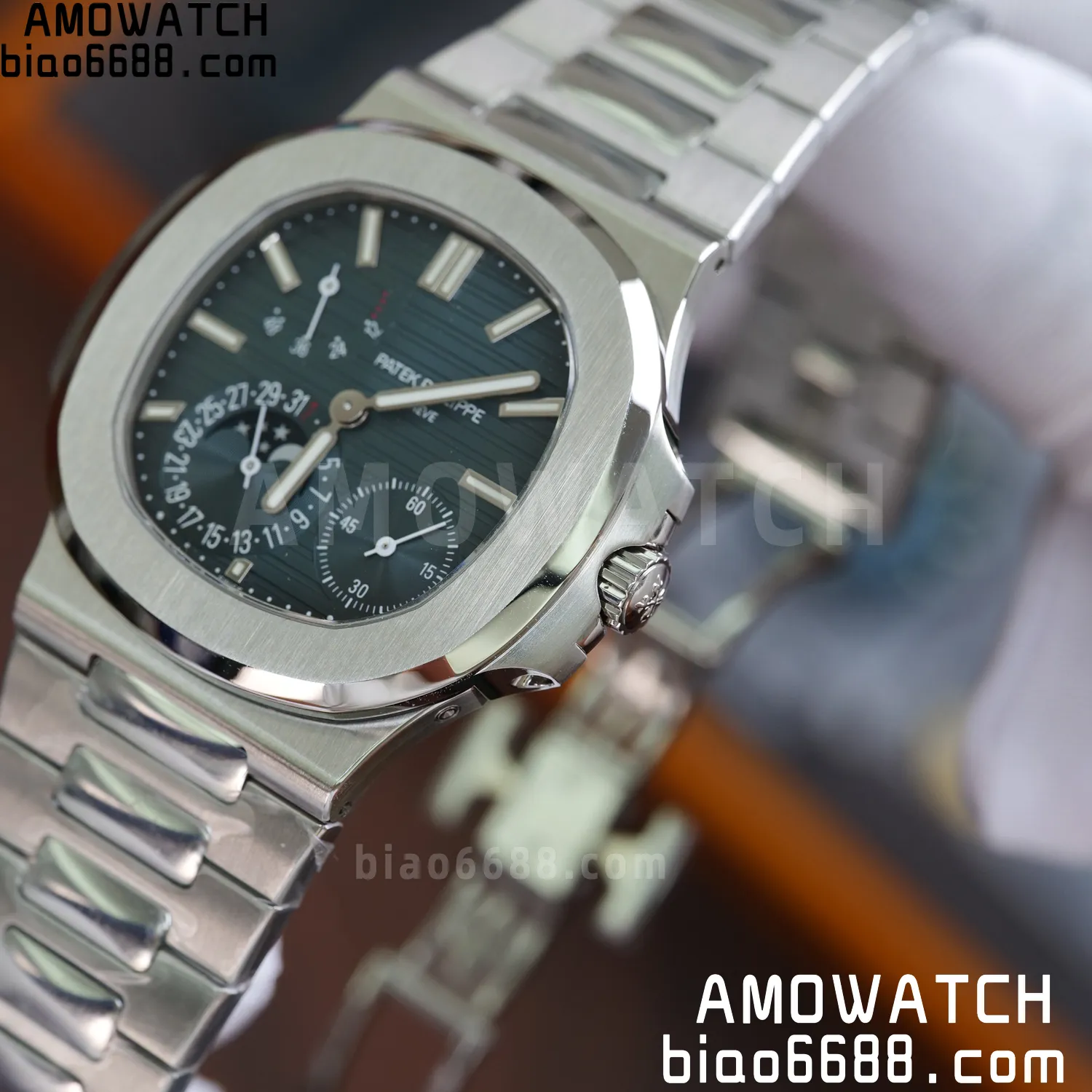 Custom Made PP Nautilus 5712 SW Dial Hands VVS Moon Phase Wheel 60 63983b958ffa320 AMO Watch