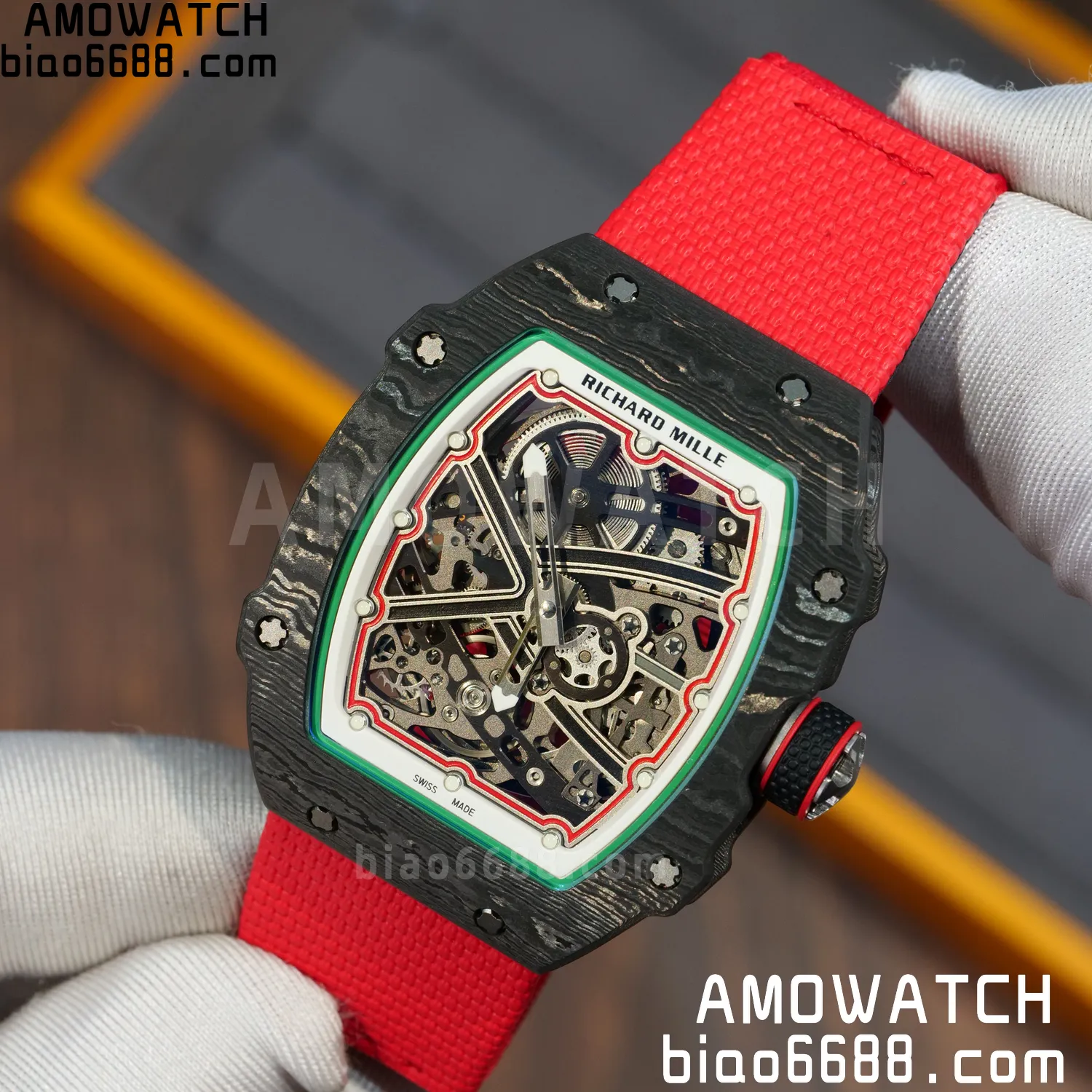 RICHARD MILLE RM67-02 Black NTPT Best Edition Italy Dial on Red Nylon strap CRMA7 Clone V9 91 643f03de83a9210 AMO Watch