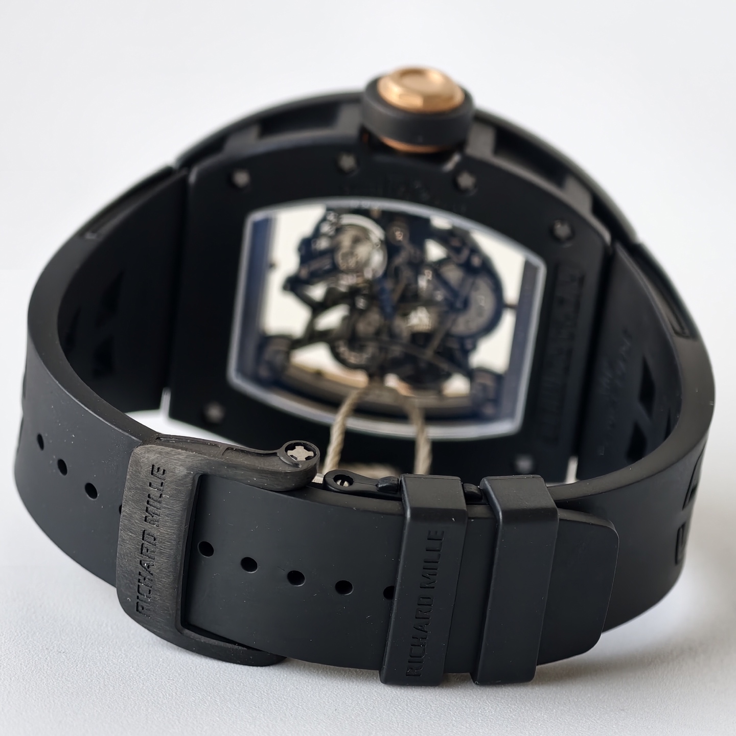 RM055 Black Ceramic UMI 1:1 Best Edition on Black/RG Inner Bezel on Shark Rubber Strap RMUL2 Free Sprung 27 668a350c25fba6d AMO Watch