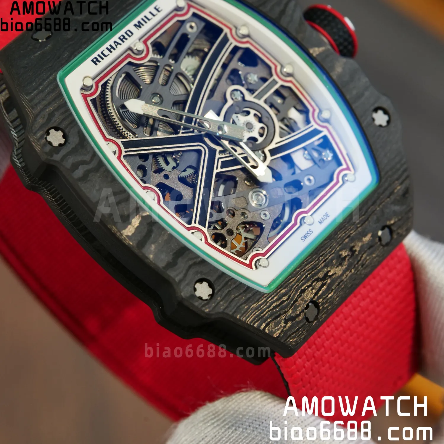 RICHARD MILLE RM67-02 Black NTPT Best Edition Italy Dial on Red Nylon strap CRMA7 Clone V9 92 6782541bb0a76b7 AMO Watch