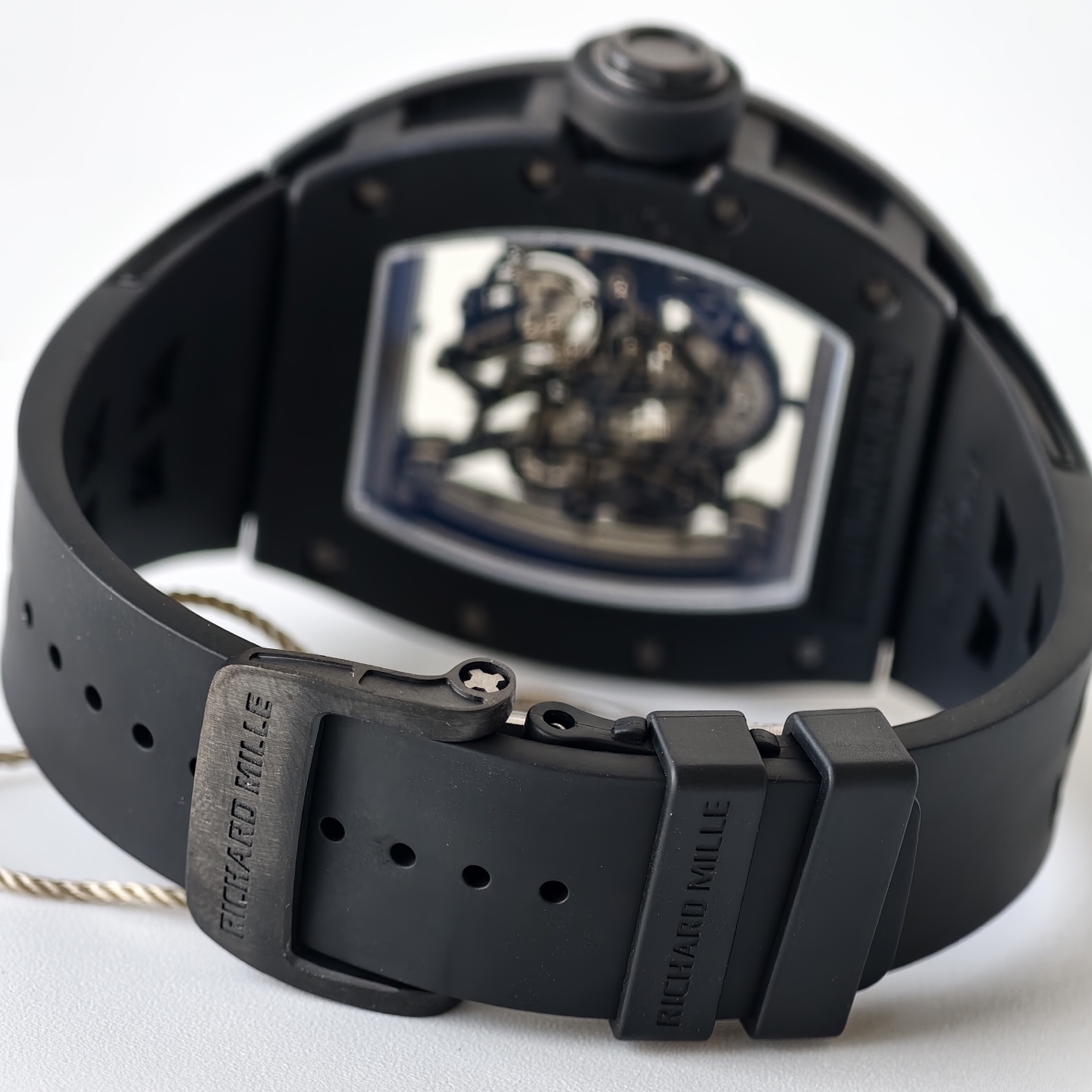 Richard Mille RM055 Black Ceramic UMI 1:1 Best Edition on Black/Red Inner Bezel on Shark Rubber Strap RMUL2 Free Sprung 26 69704aab75ce678 AMO Watch