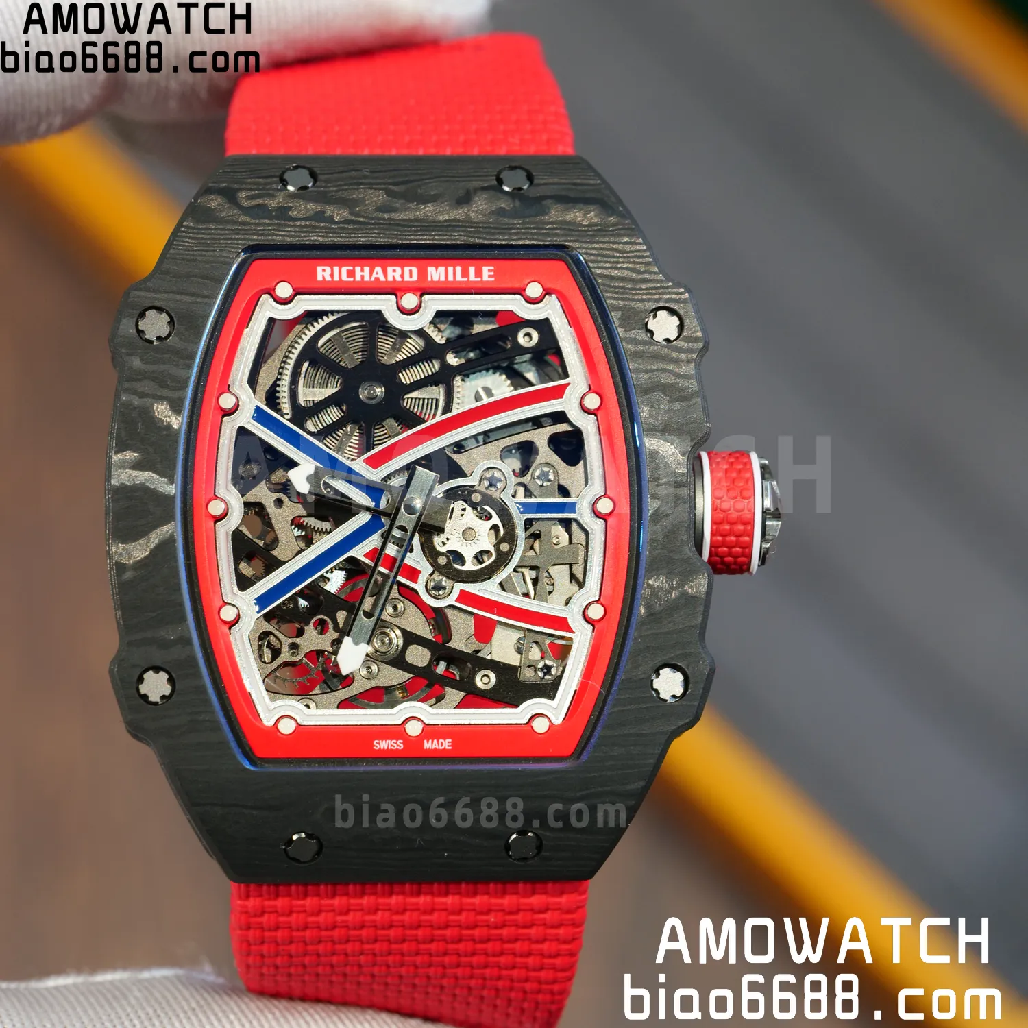 RICHARD MILLE RM67-02 Black NTPT Best Edition Norway Dial on Red Nylon strap CRMA7 Clone V9 74 6a1e4662e18c745 AMO Watch