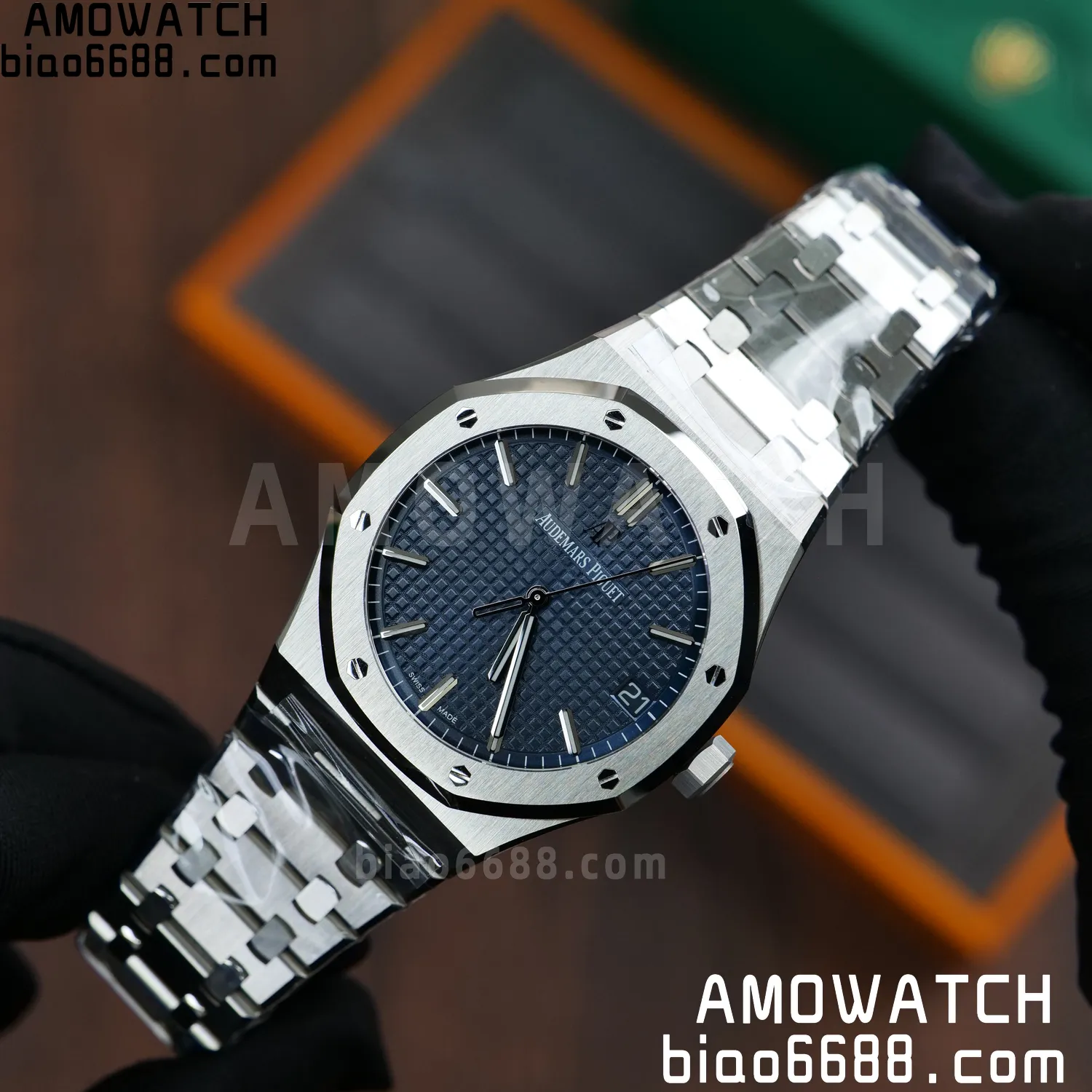 AP Royal Oak 41mm 15500 SS VSF1:1 Best Edition Blue Textured Dial on SS Bracelet A4302 Super Clone 82 6cb563bc0fc37e7 AMO Watch