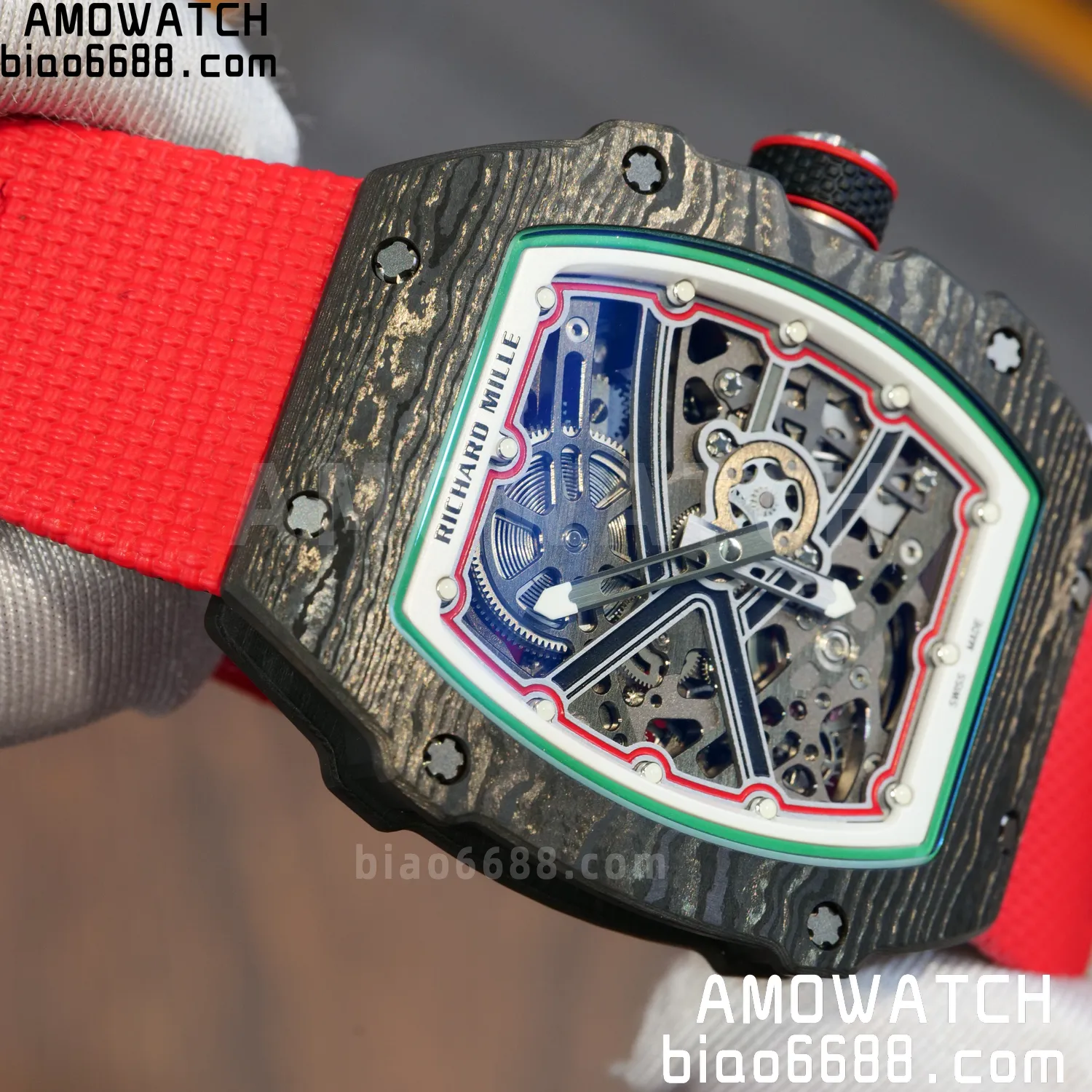 RICHARD MILLE RM67-02 Black NTPT Best Edition Italy Dial on Red Nylon strap CRMA7 Clone V9 88 6ccb4af4b2ca005 AMO Watch