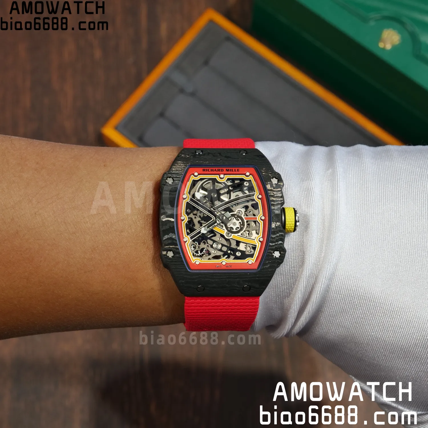 RICHARD MILLE RM67-02 Black NTPT Best Edition Spain Dial on Red Nylon strap CRMA7 Clone V9 100 6ce616ae35f34dc AMO Watch