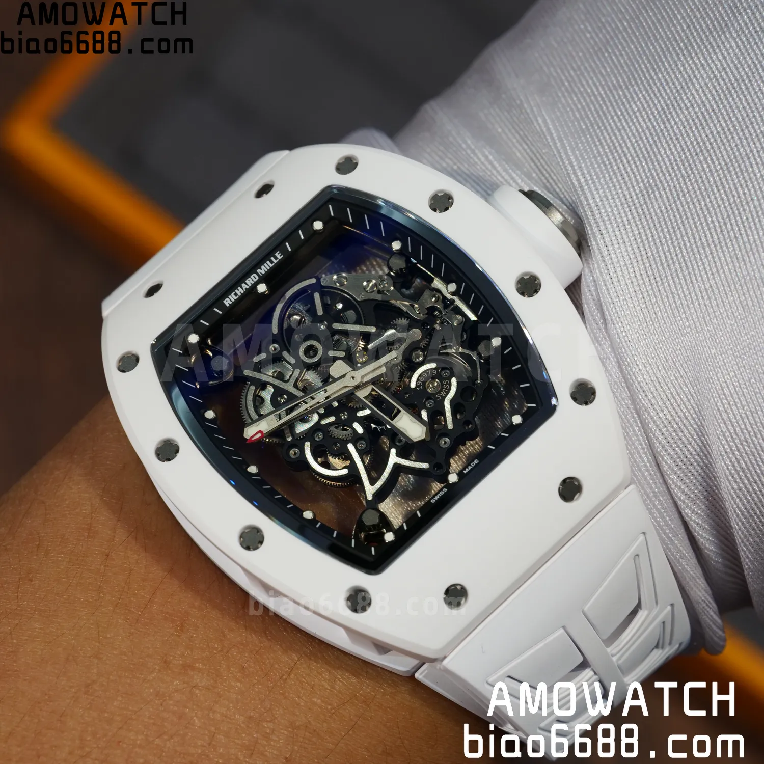 Richard Mille RM055 White Ceramic ZF 1:1 Best Edition Shark Fin Rubber Strap RMUL2 Super Clone V3 80 6d6a2b692a4e849 AMO Watch