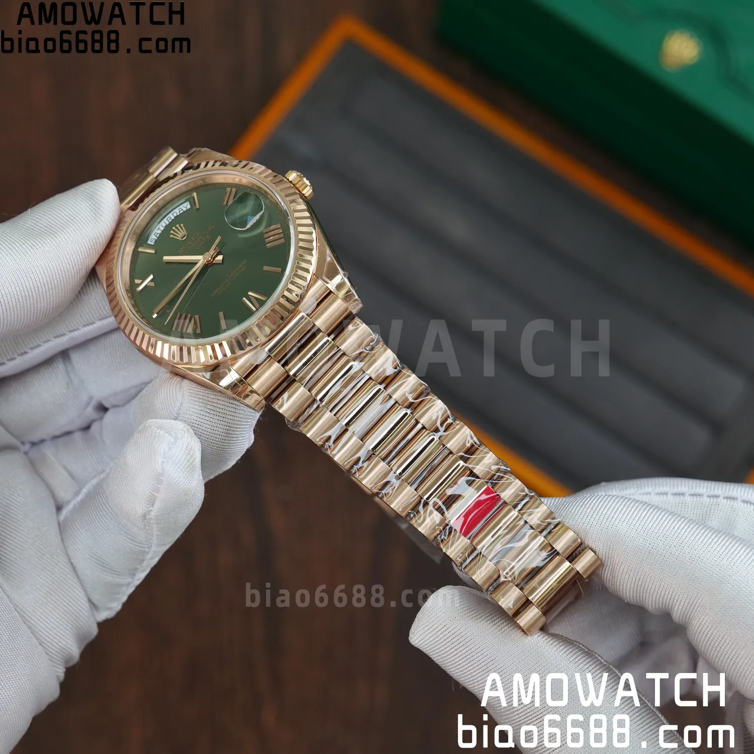 Rolex DayDate 228235 RG 40mm VSF 1:1 Best Edition Green Roman Dial Fluted Bezel 3255 65 6eab849758ced6b 阿默表行AmoWatch